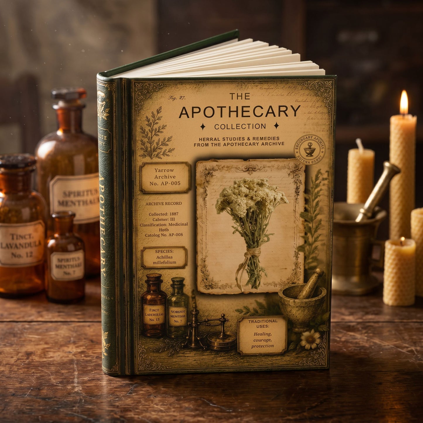 Yarrow Journal, Personalized Herbal Journal, Apothecary Notebook, Botanical Writing Journal, Dark Academia Gift