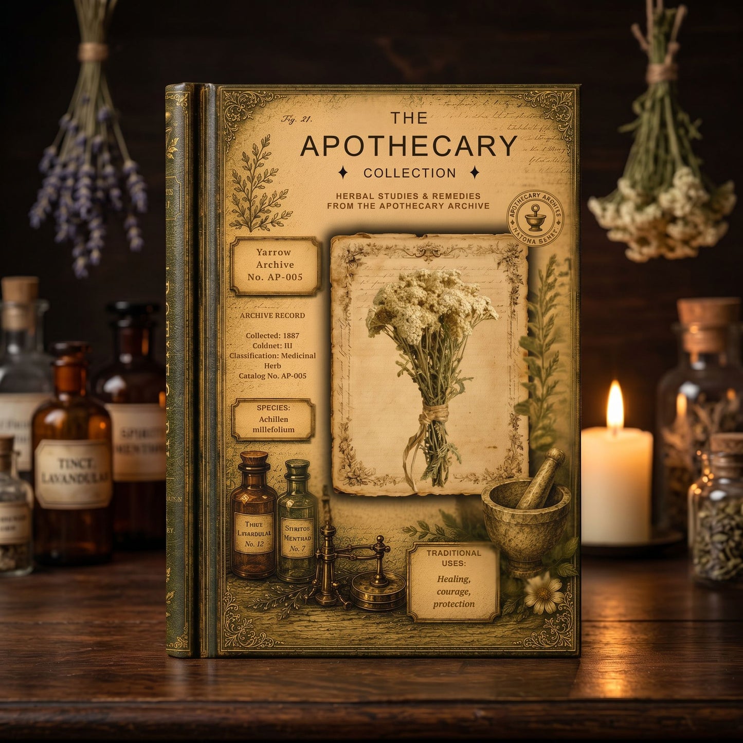 Yarrow Journal, Personalized Herbal Journal, Apothecary Notebook, Botanical Writing Journal, Dark Academia Gift