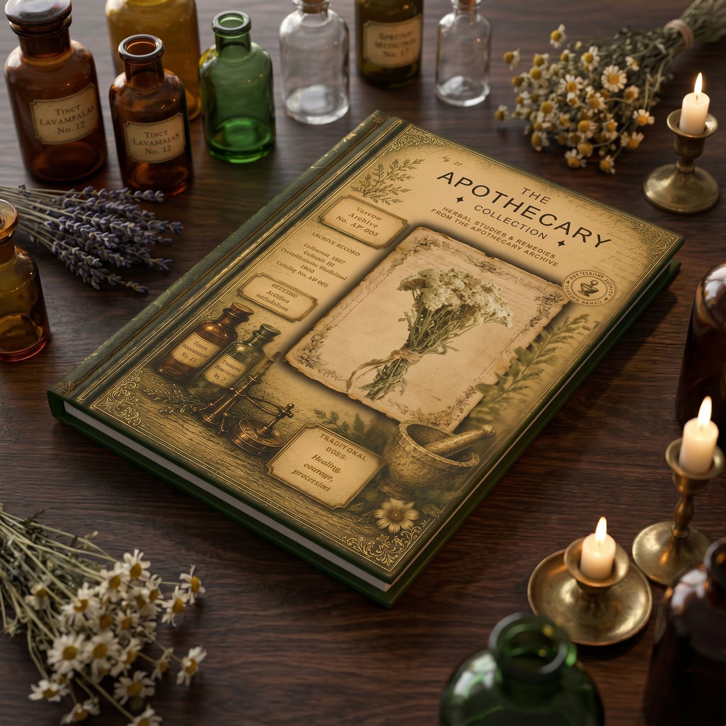 Yarrow Journal, Personalized Herbal Journal, Apothecary Notebook, Botanical Writing Journal, Dark Academia Gift