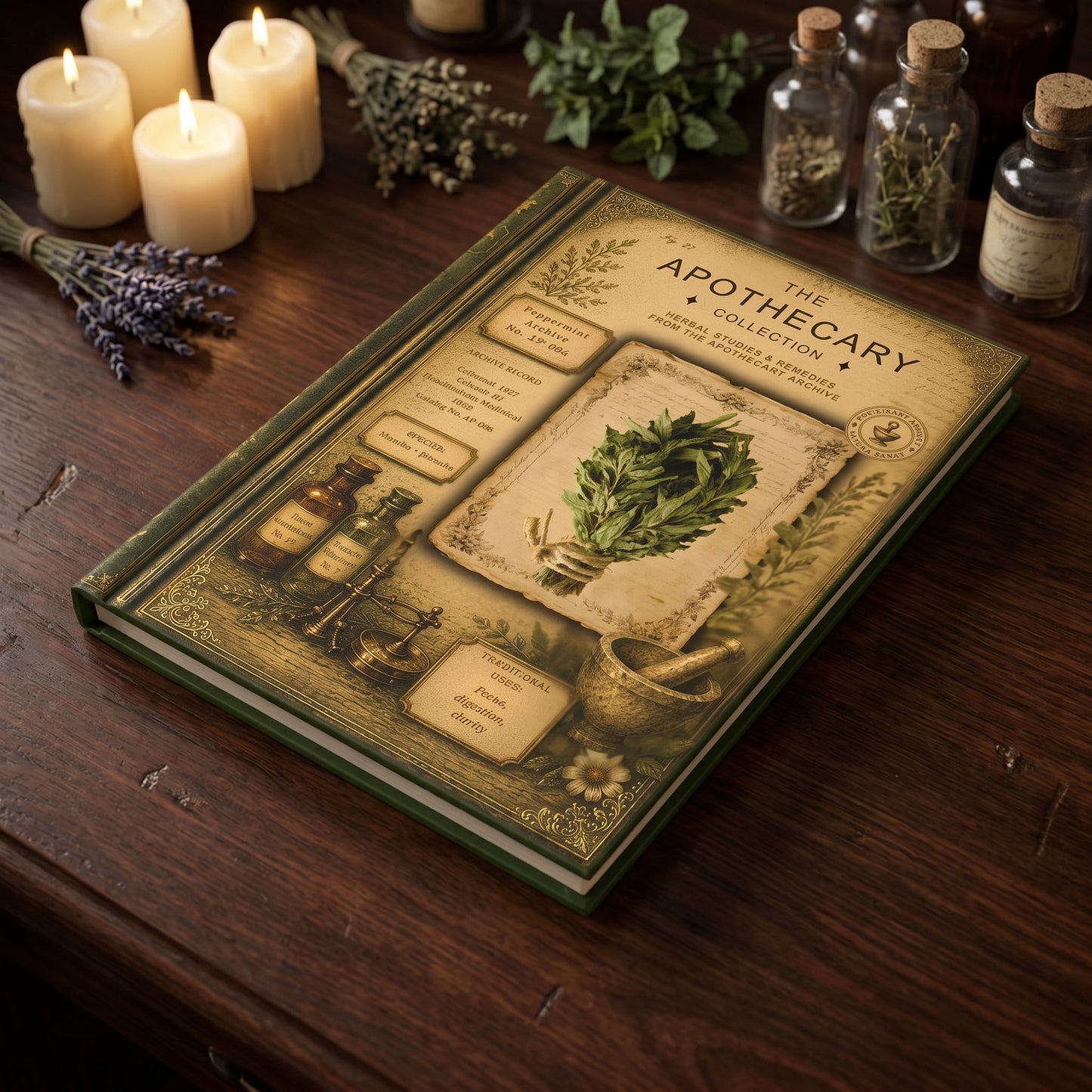 Peppermint Journal, Personalized Herbal Journal, Apothecary Notebook, Botanical Writing Journal, Dark Academia Gift
