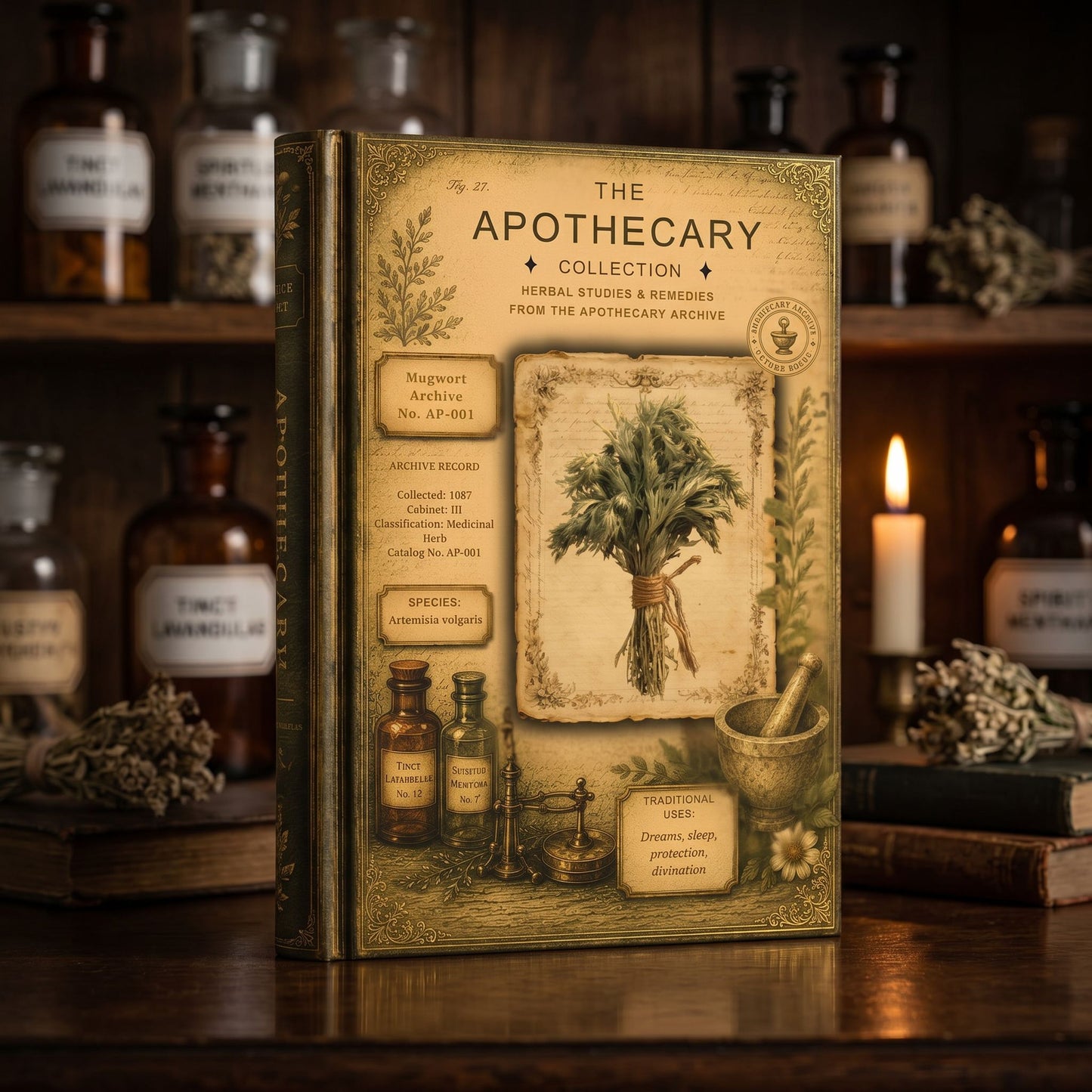 Mugwort Journal, Personalized Herbal Journal, Apothecary Notebook, Botanical Writing Journal, Dark Academia Gift