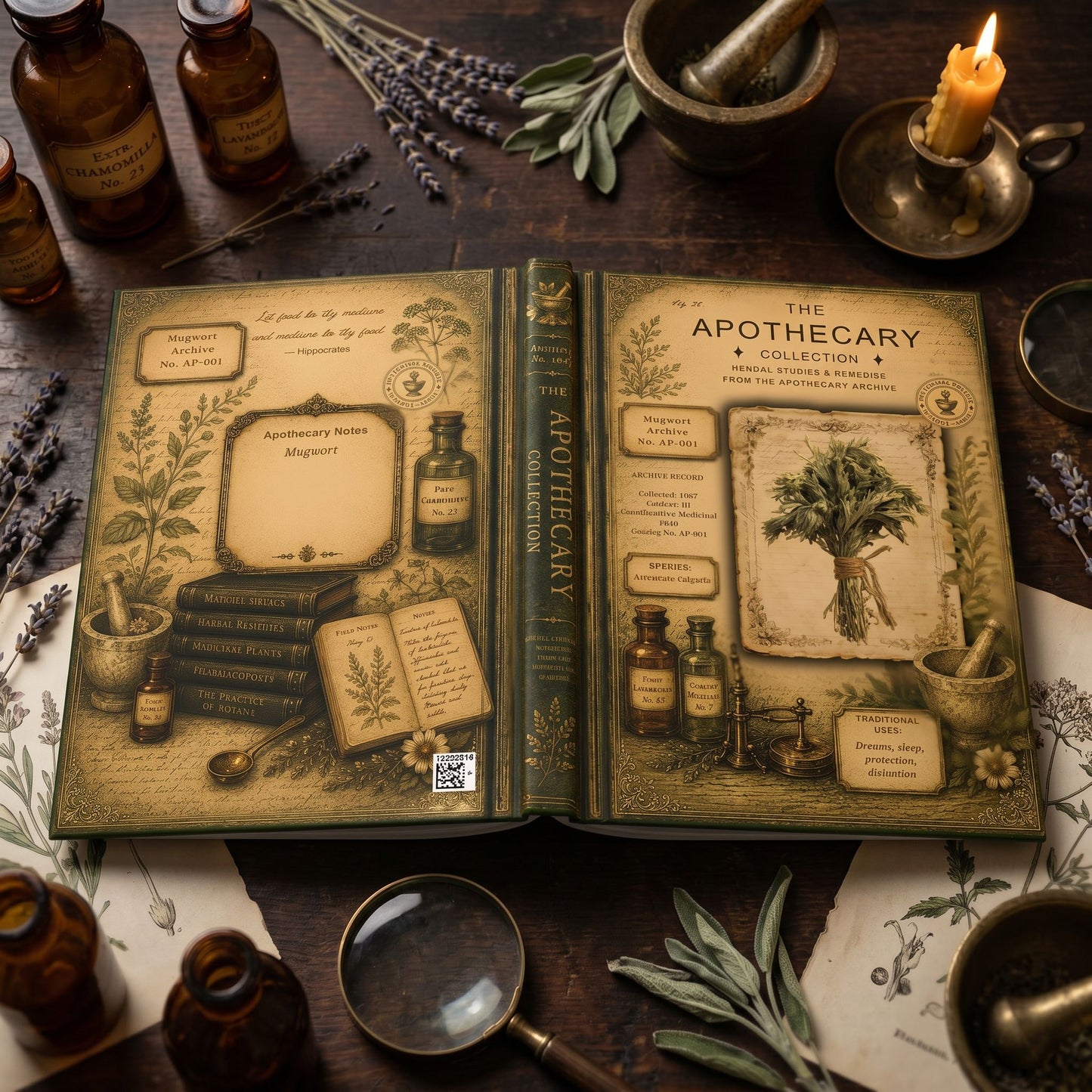Mugwort Journal, Personalized Herbal Journal, Apothecary Notebook, Botanical Writing Journal, Dark Academia Gift