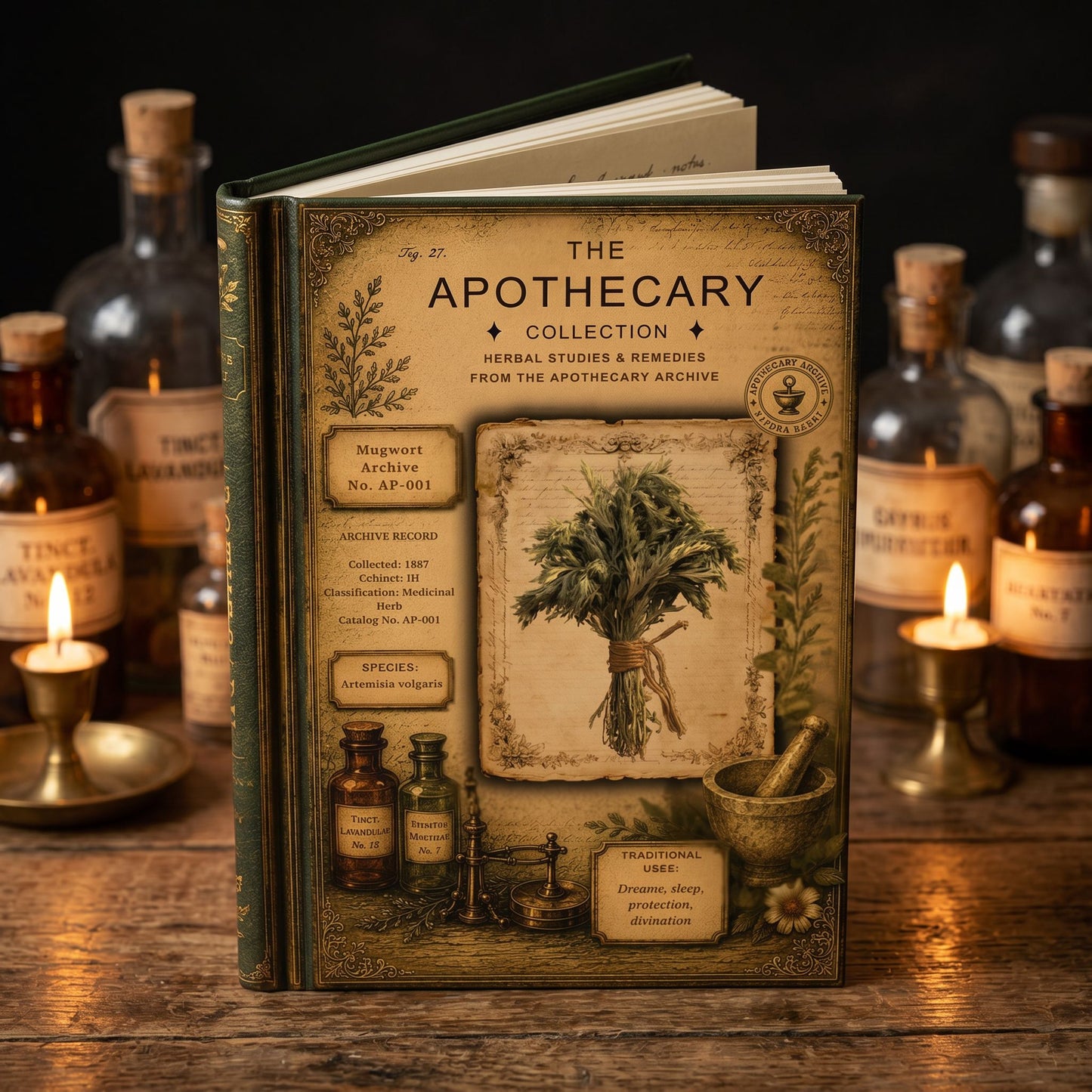 Mugwort Journal, Personalized Herbal Journal, Apothecary Notebook, Botanical Writing Journal, Dark Academia Gift