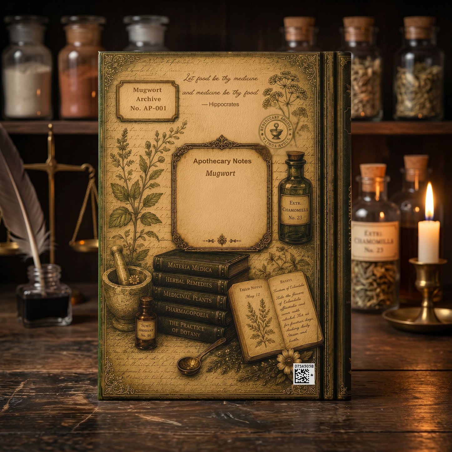 Mugwort Journal, Personalized Herbal Journal, Apothecary Notebook, Botanical Writing Journal, Dark Academia Gift