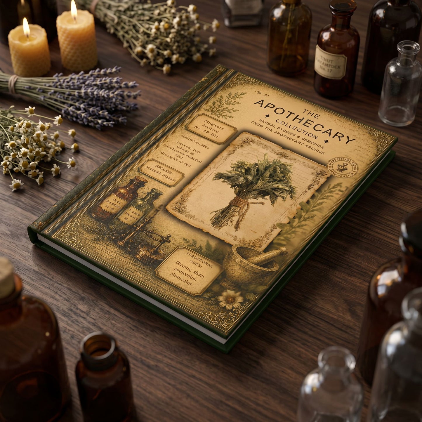 Mugwort Journal, Personalized Herbal Journal, Apothecary Notebook, Botanical Writing Journal, Dark Academia Gift