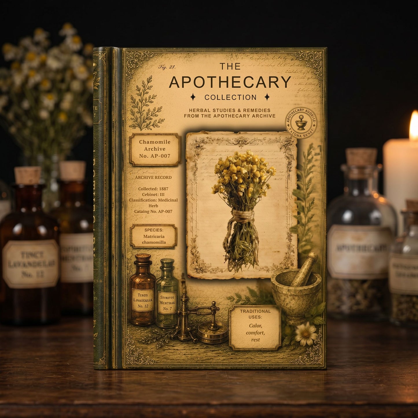 Chamomile Journal, Personalized Herbal Journal, Apothecary Notebook, Botanical Writing Journal, Dark Academia Gift