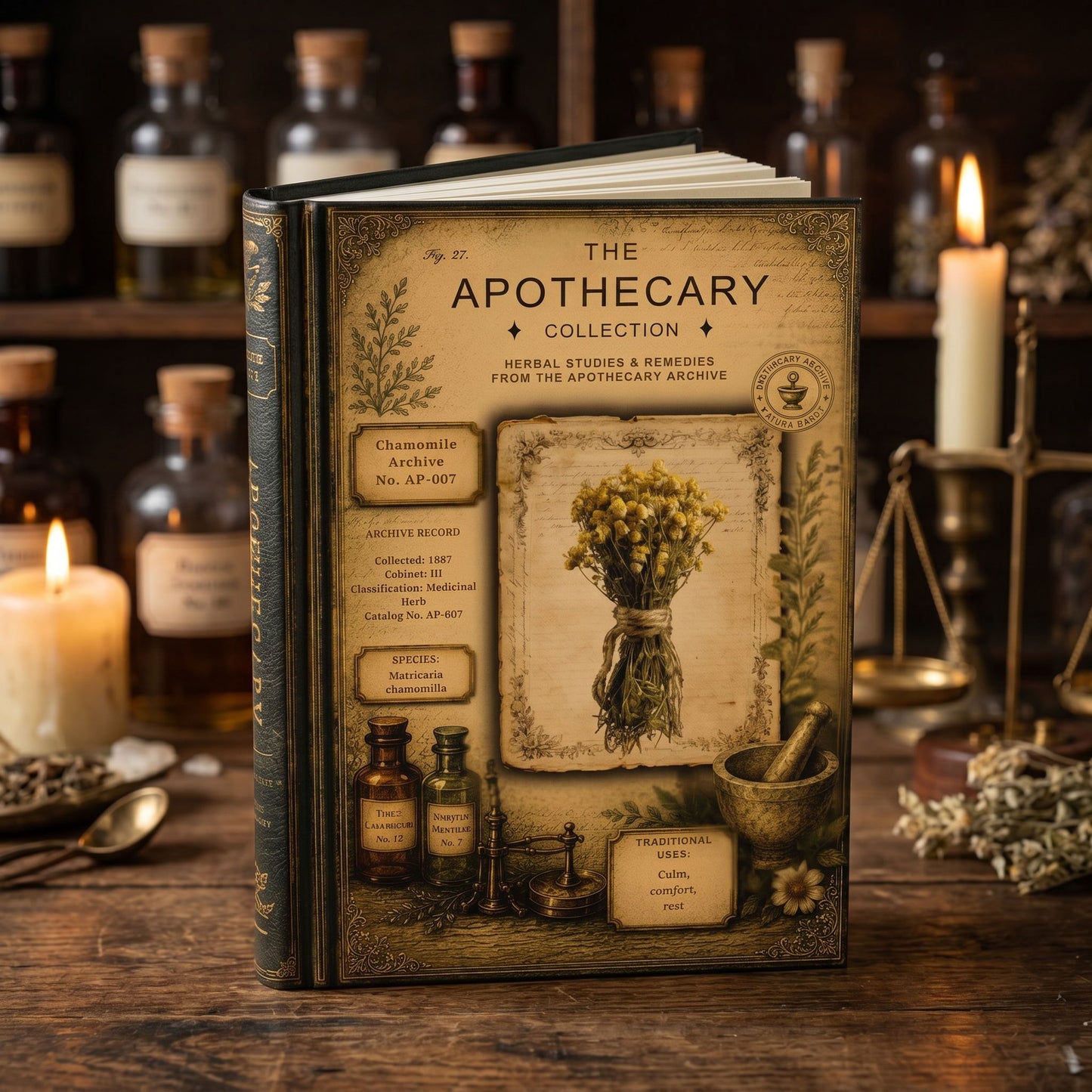 Chamomile Journal, Personalized Herbal Journal, Apothecary Notebook, Botanical Writing Journal, Dark Academia Gift