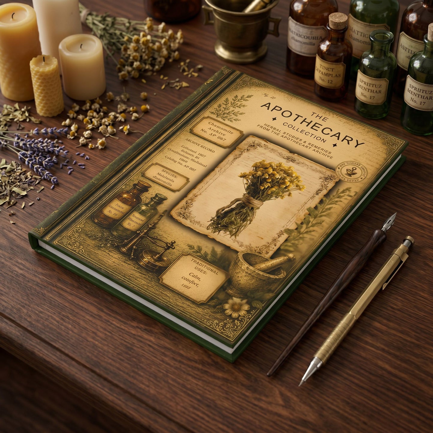 Chamomile Journal, Personalized Herbal Journal, Apothecary Notebook, Botanical Writing Journal, Dark Academia Gift