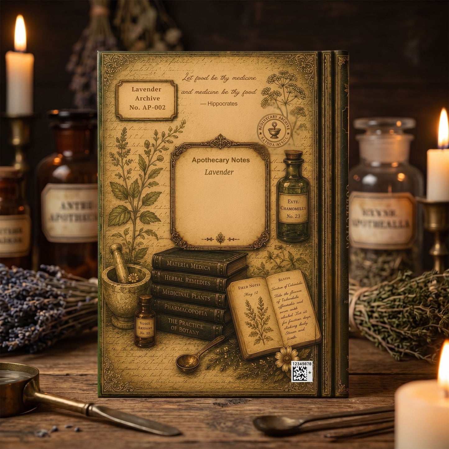 Calendula Journal, Personalized Herbal Journal, Apothecary Notebook, Botanical Writing Journal, Dark Academia Gift