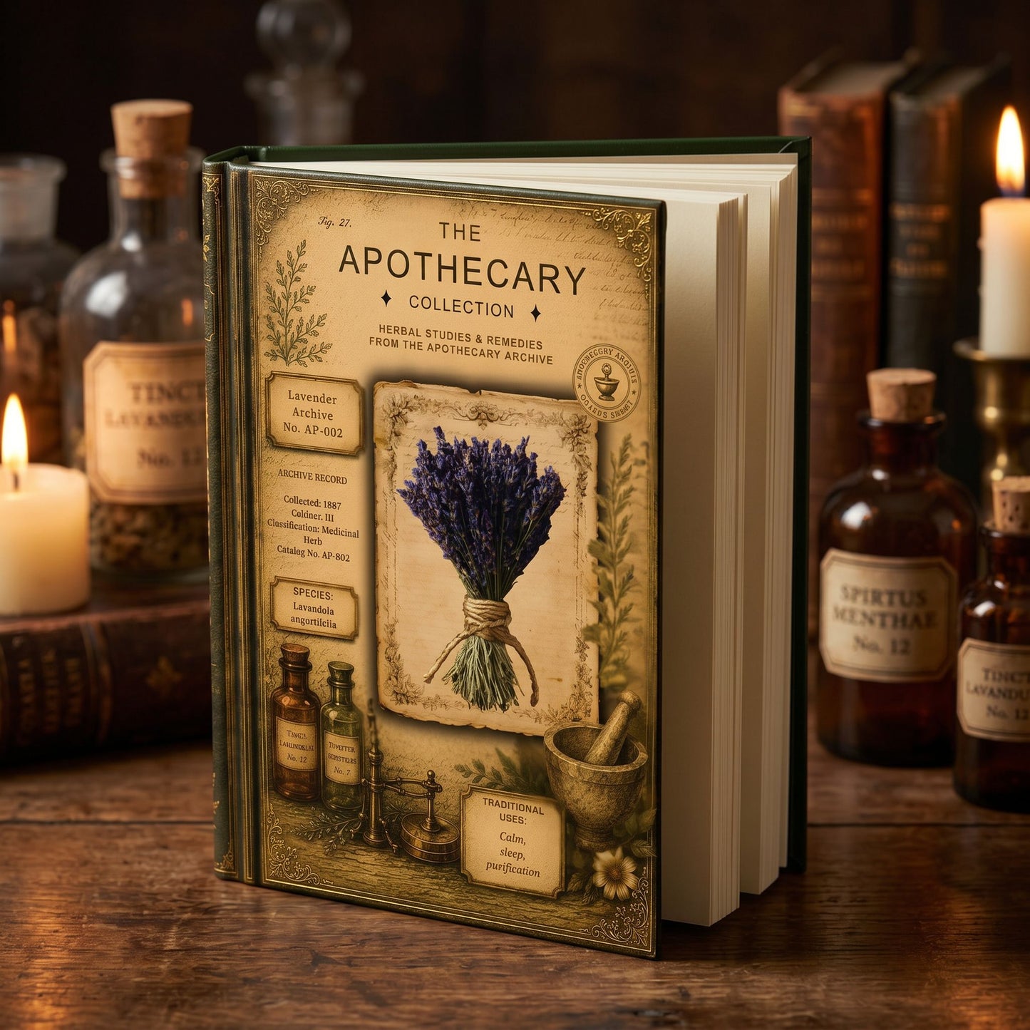Lavender Journal, Personalized Herbal Journal, Apothecary Notebook, Botanical Writing Journal, Dark Academia Gift