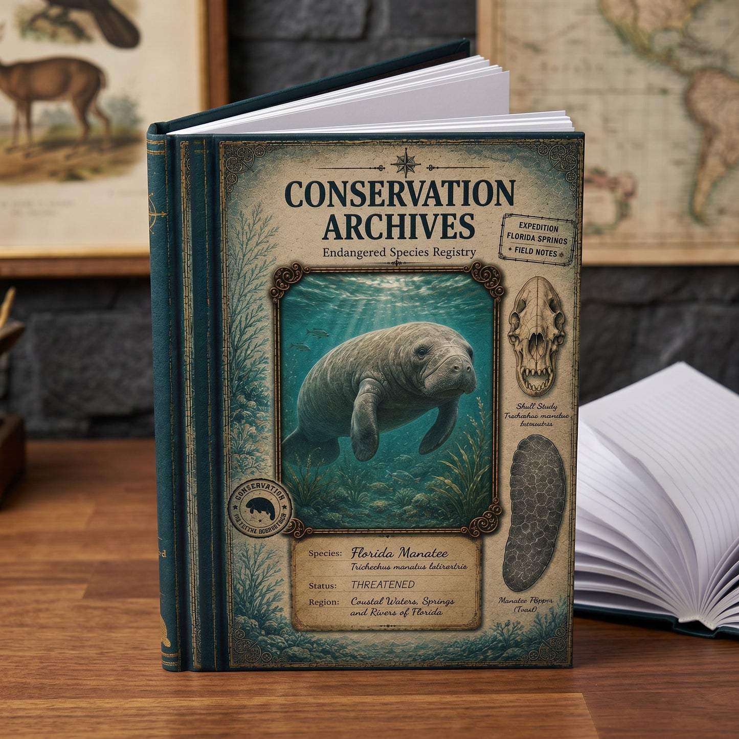 Florida Manatee Journal, Personalized Wildlife Notebook, Conservation Journal, Endangered Species Gift, Nature Lover Gift