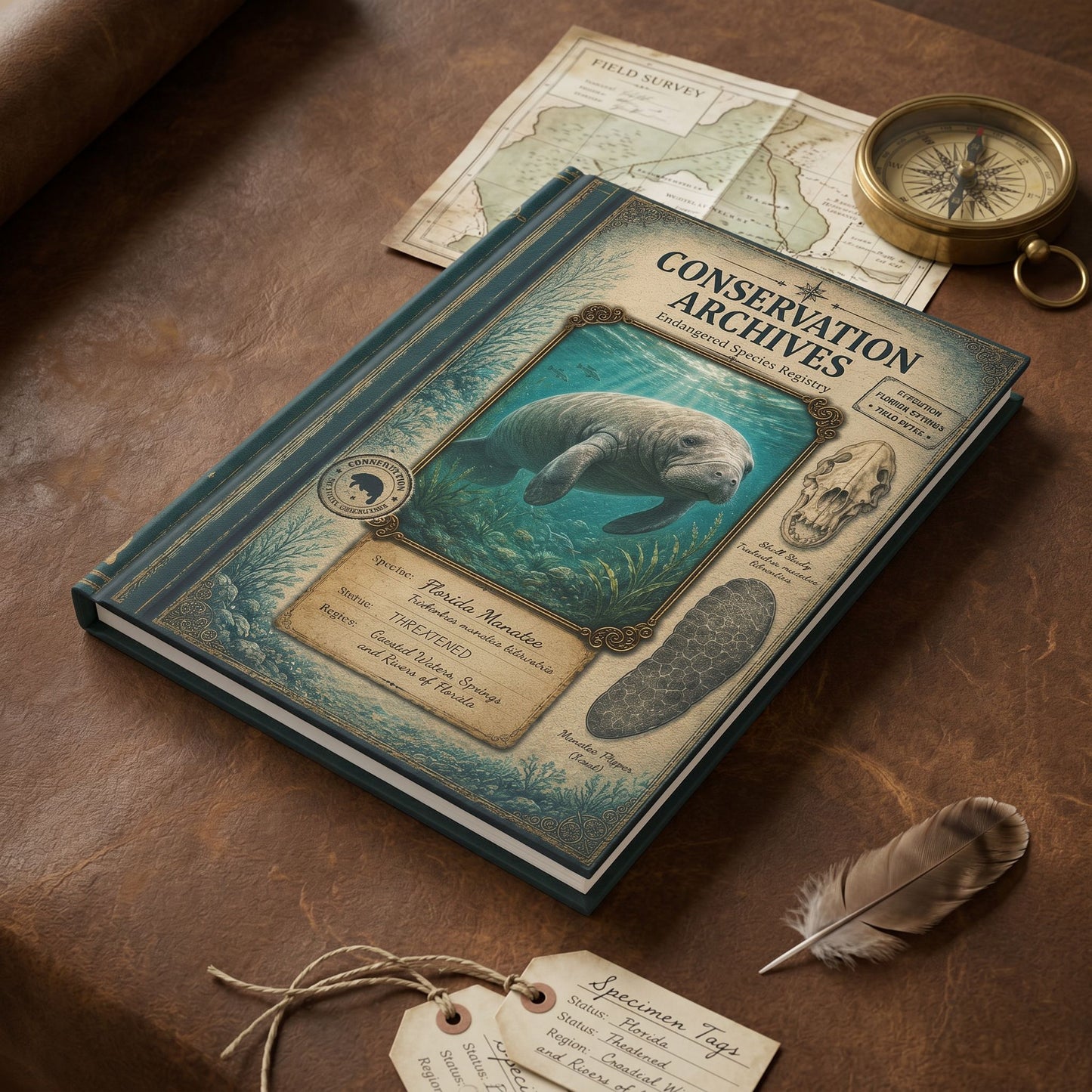 Florida Manatee Journal, Personalized Wildlife Notebook, Conservation Journal, Endangered Species Gift, Nature Lover Gift