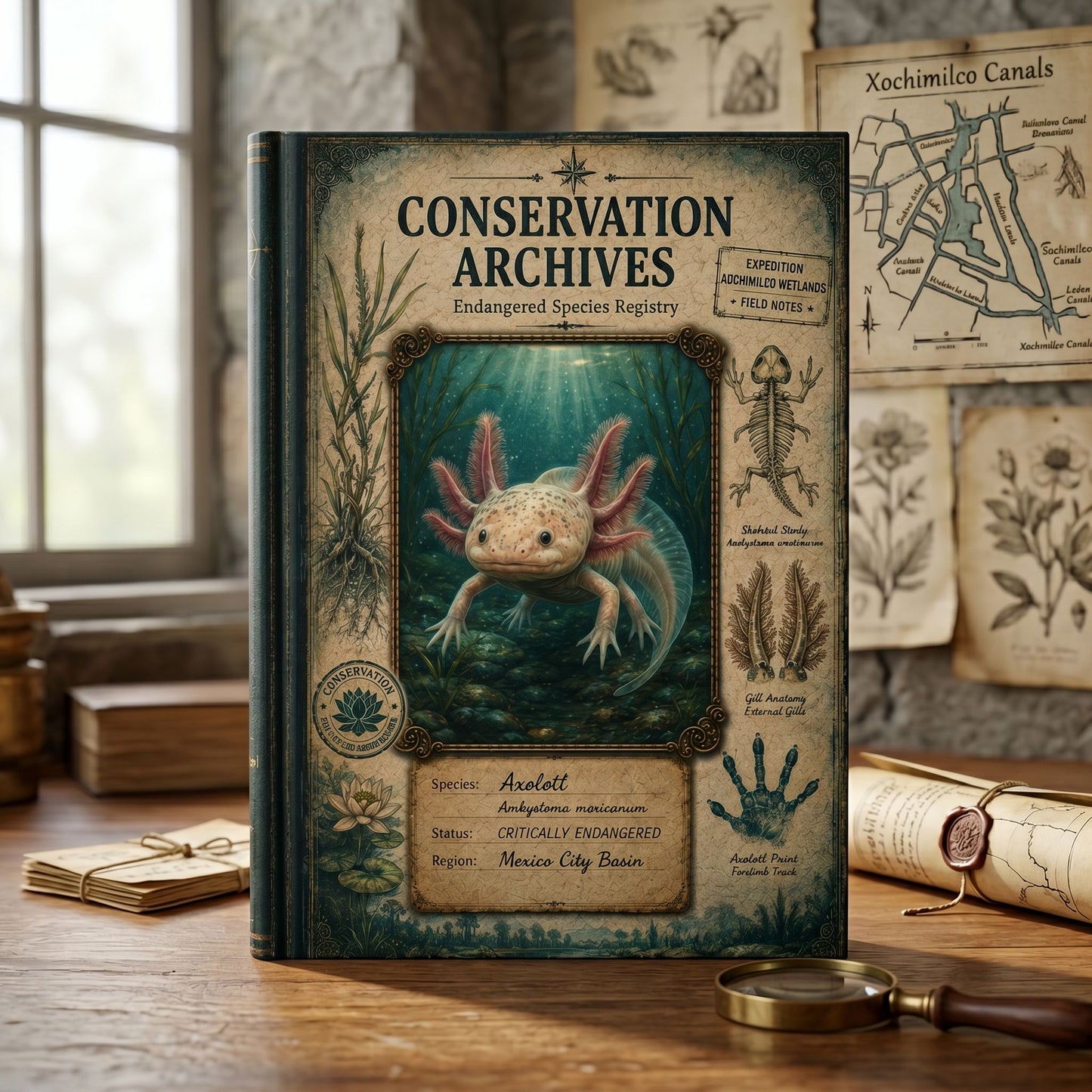Axolotl Journal, Personalized Wildlife Notebook, Conservation Journal, Endangered Species Gift, Nature Lover Gift