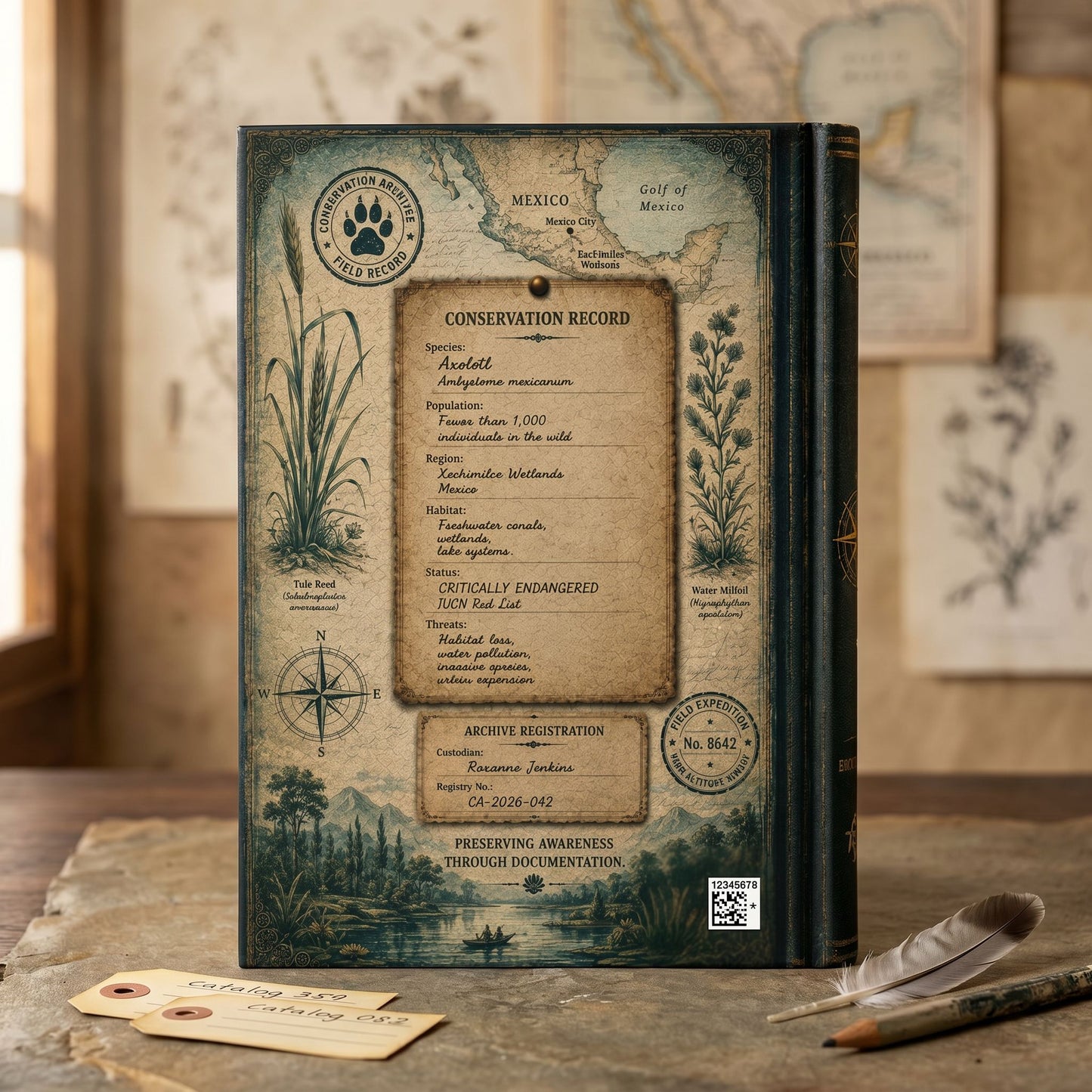 Axolotl Journal, Personalized Wildlife Notebook, Conservation Journal, Endangered Species Gift, Nature Lover Gift