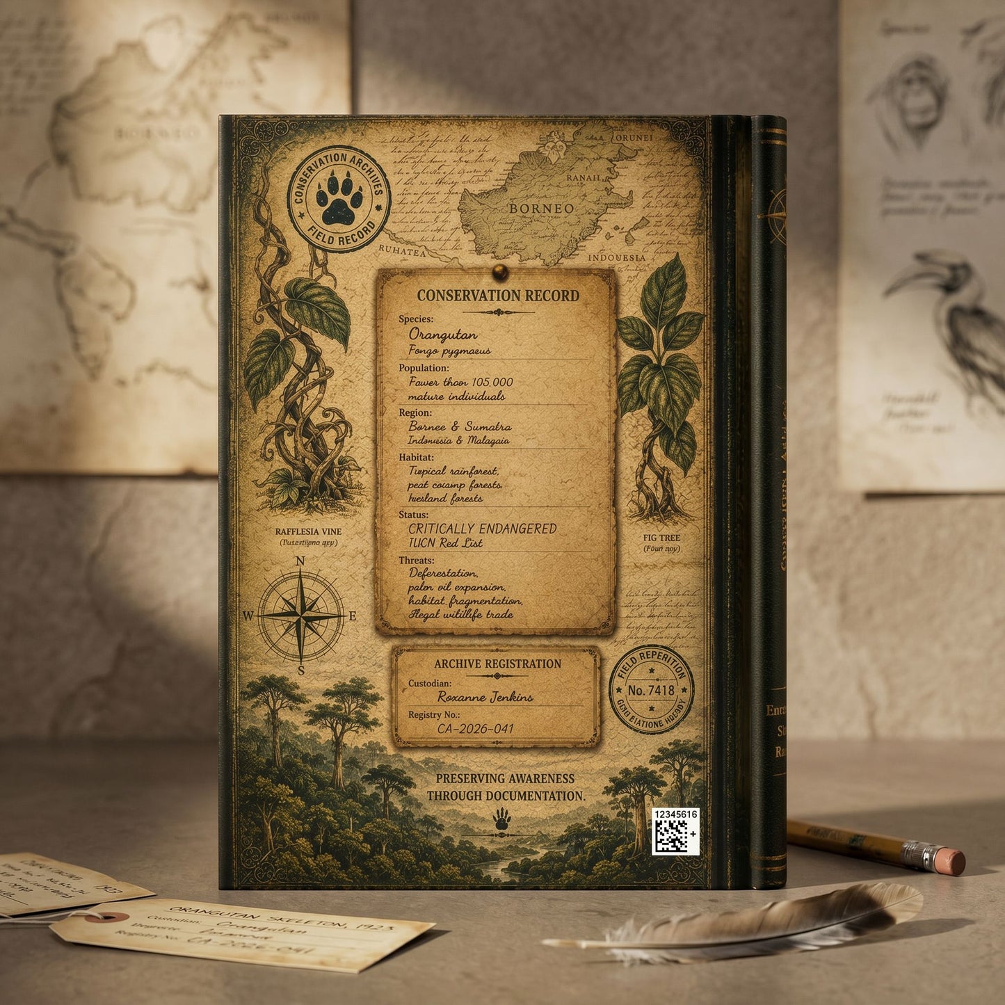 Orangutan Journal, Personalized Wildlife Notebook, Conservation Journal, Endangered Species Gift, Nature Lover Gift