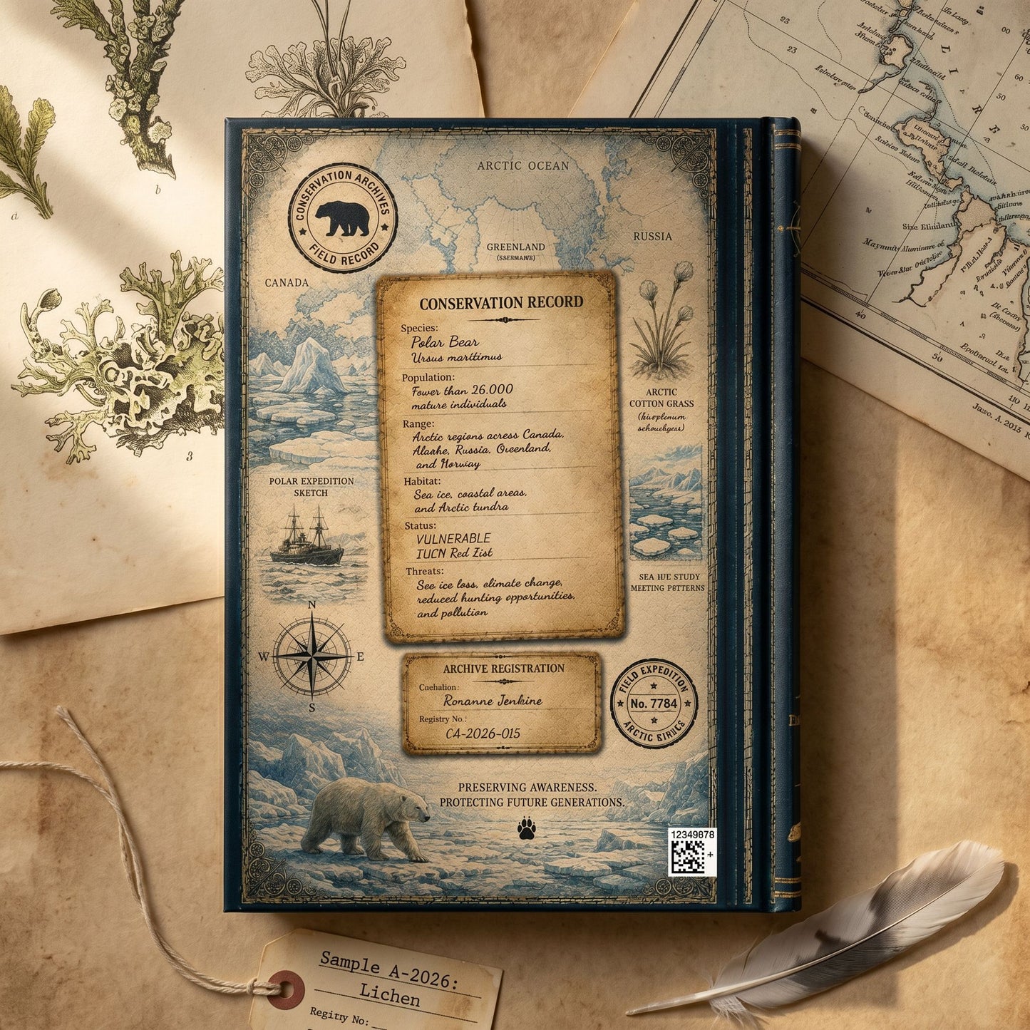 Polar Bear Journal, Personalized Wildlife Notebook, Conservation Journal, Endangered Species Gift, Nature Lover Gift