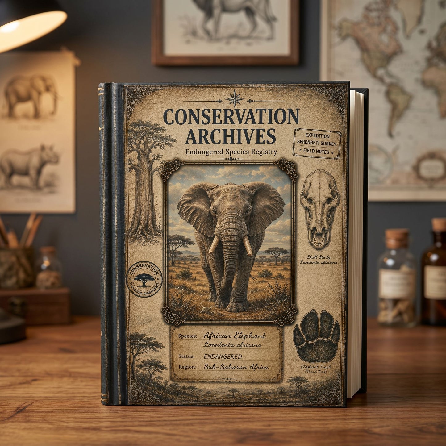 African Elephant Journal, Personalized Wildlife Notebook, Conservation Journal, Endangered Species Gift, Nature Lover Gift