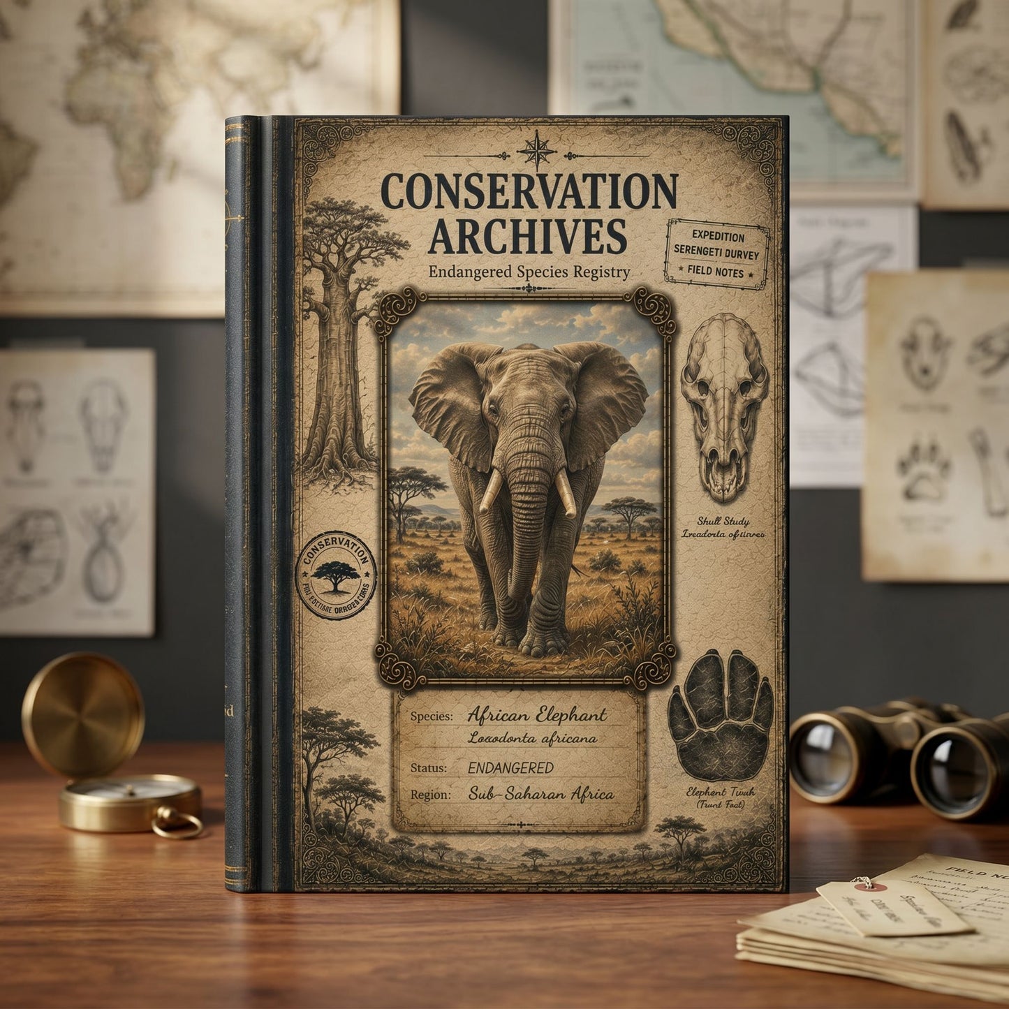 African Elephant Journal, Personalized Wildlife Notebook, Conservation Journal, Endangered Species Gift, Nature Lover Gift