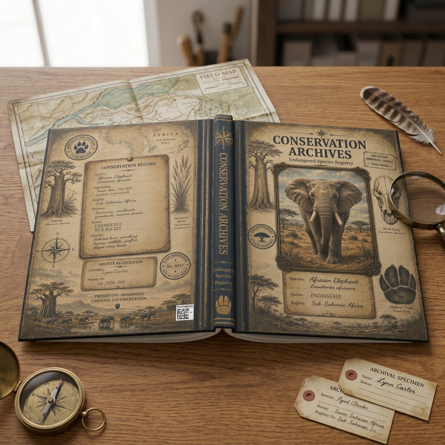 African Elephant Journal, Personalized Wildlife Notebook, Conservation Journal, Endangered Species Gift, Nature Lover Gift