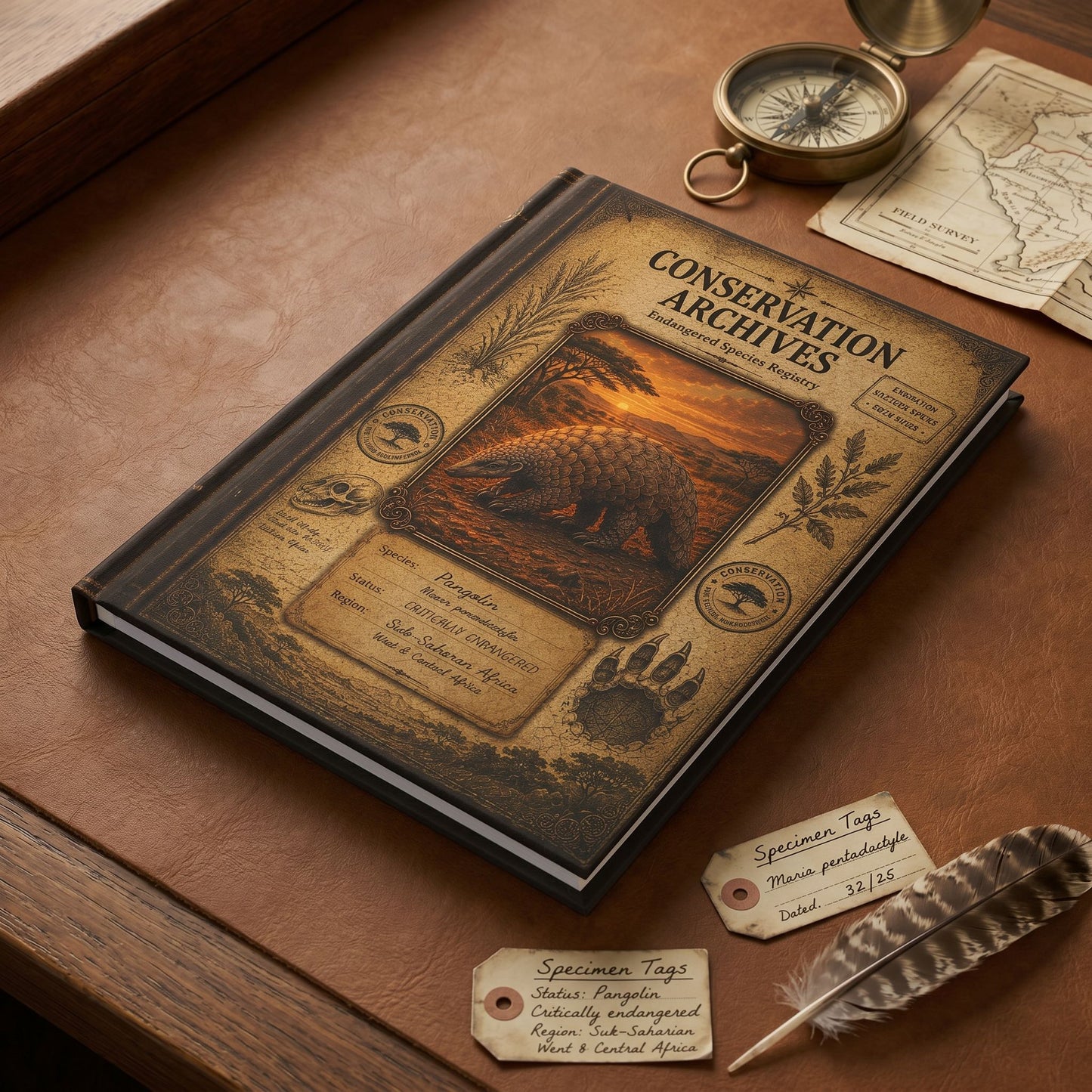 Pangolin Journal, Personalized Wildlife Notebook, Conservation Journal, Endangered Species Gift, Nature Lover Gift