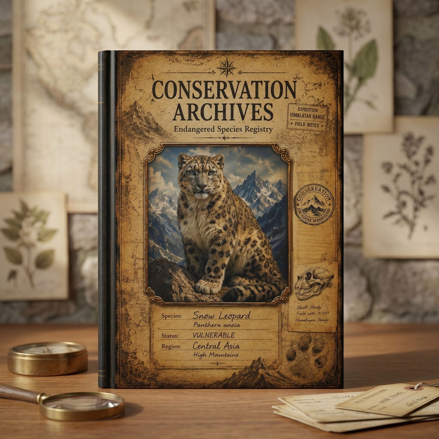 Snow Leopard Journal, Personalized Wildlife Notebook, Conservation Journal, Endangered Species Gift, Nature Lover Gift