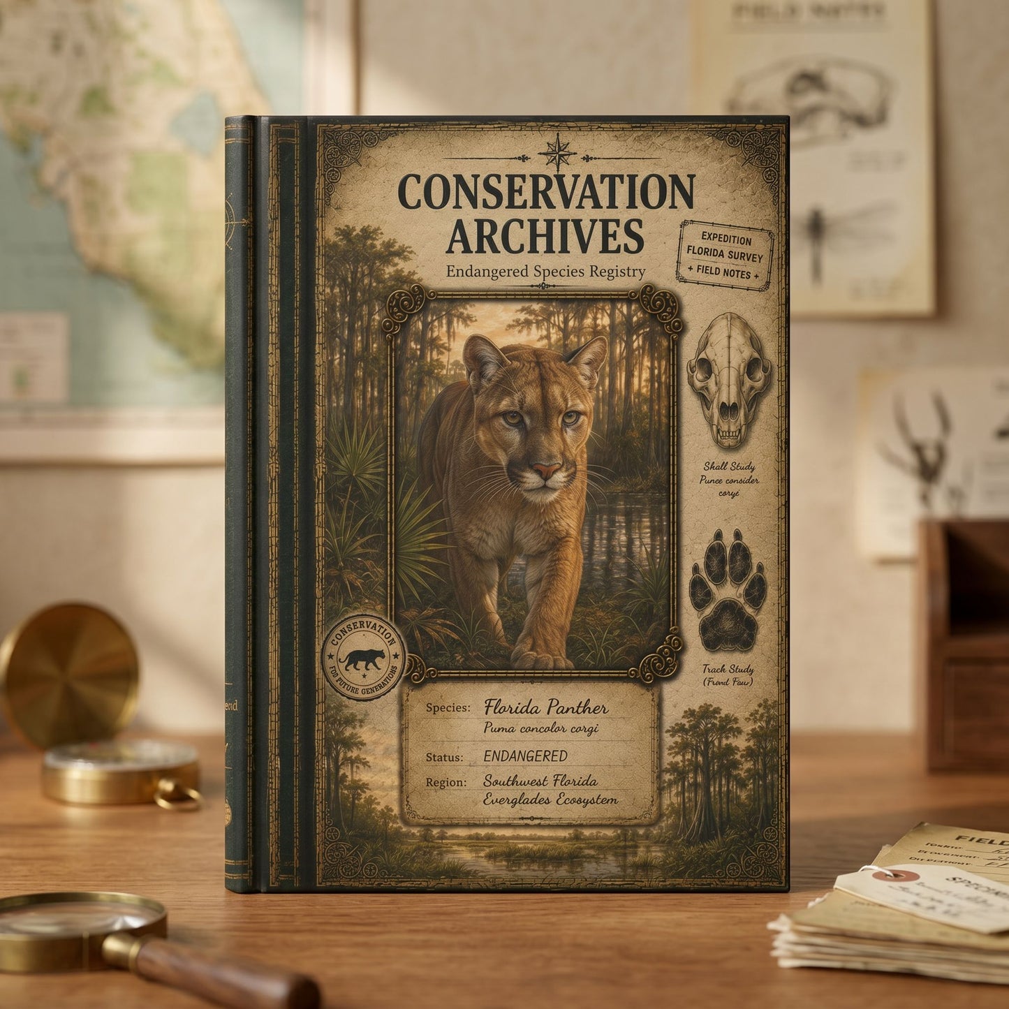 Florida Panther Journal, Personalized Wildlife Notebook, Conservation Journal, Endangered Species Gift, Nature Lover Gift