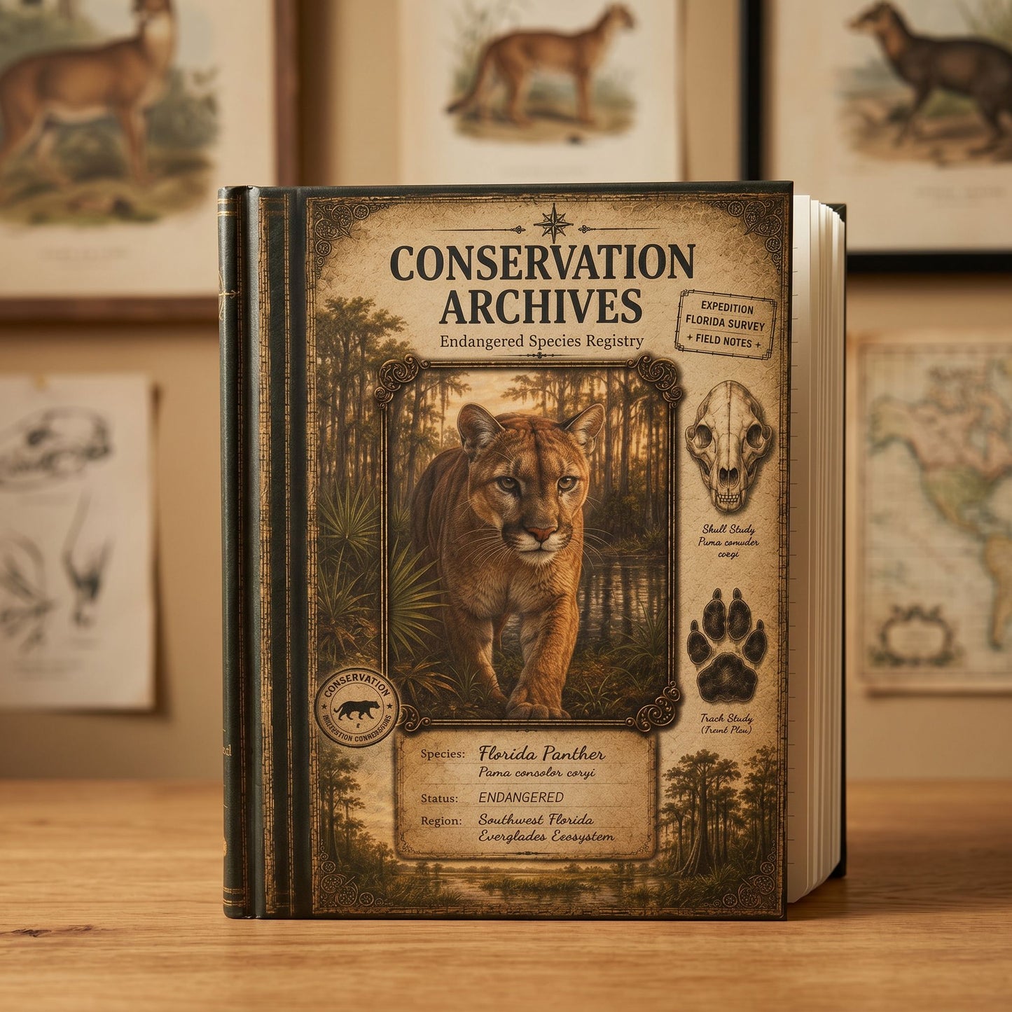 Florida Panther Journal, Personalized Wildlife Notebook, Conservation Journal, Endangered Species Gift, Nature Lover Gift