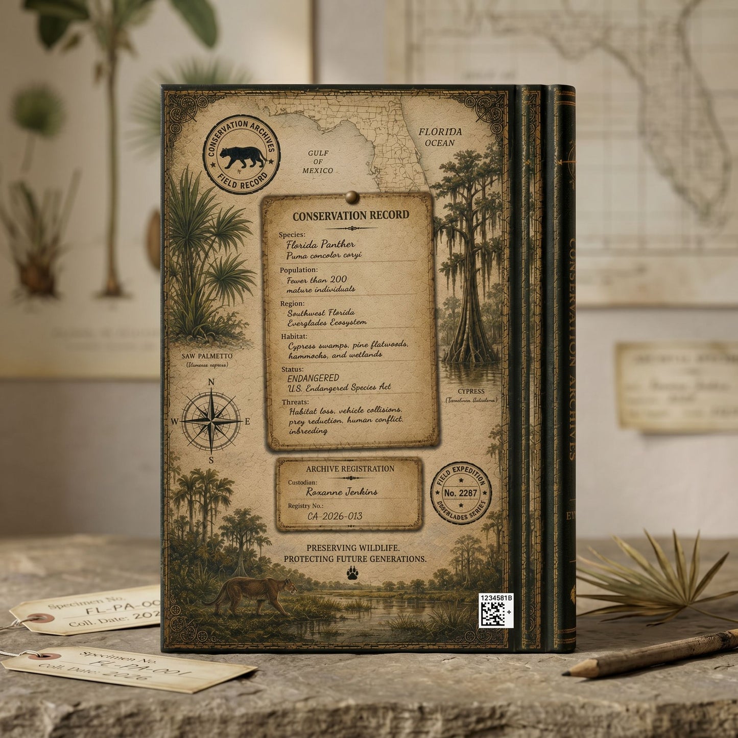 Florida Panther Journal, Personalized Wildlife Notebook, Conservation Journal, Endangered Species Gift, Nature Lover Gift