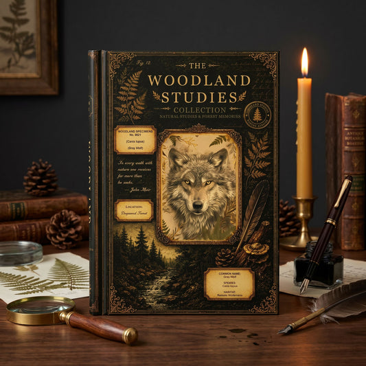 Woodland Wolf Journal, Personalized Wolf Notebook, Natural History Journal, Woodland Studies Archive, Cottagecore Hardcover Journal