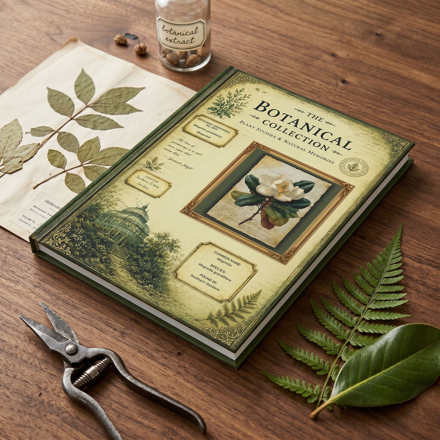 Magnolia Botanical Journal,  Personalized Garden Journal, Floral Notebook, Botanical Studies Journal, Garden Lover Gift