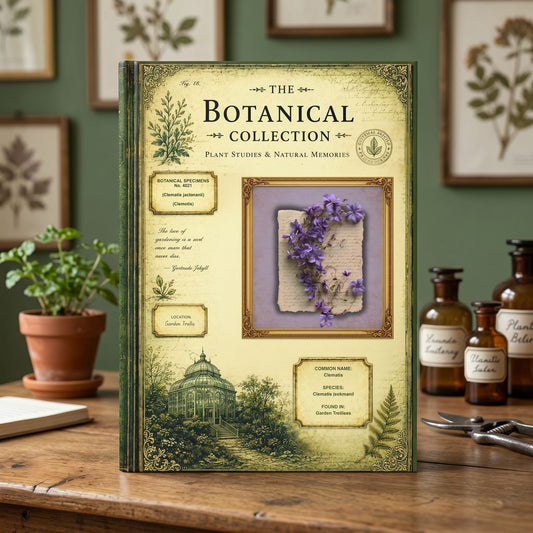 Clematis Botanical Journal, Personalized Garden Journal, Floral Notebook, Botanical Studies Journal, Garden Lover Gift