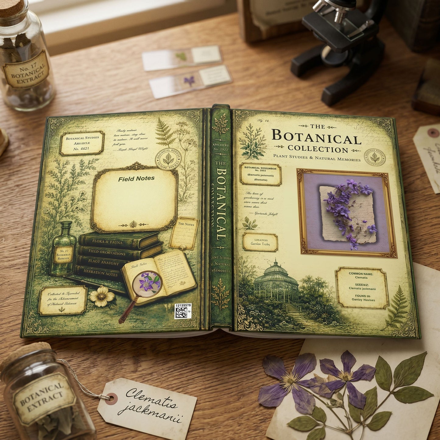 Clematis Botanical Journal, Personalized Garden Journal, Floral Notebook, Botanical Studies Journal, Garden Lover Gift