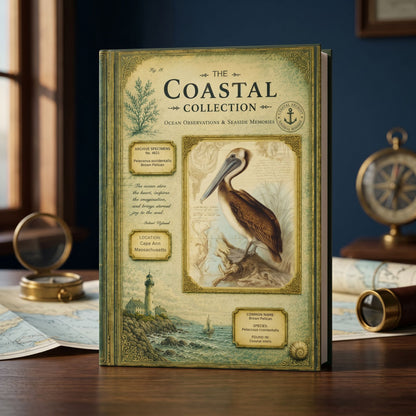 Brown Pelican Coastal Journal, Personalized Nature Notebook, Natural History Journal, Coastal Gift, Hardcover Journal