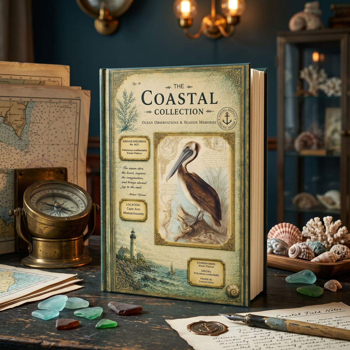 Brown Pelican Coastal Journal, Personalized Nature Notebook, Natural History Journal, Coastal Gift, Hardcover Journal