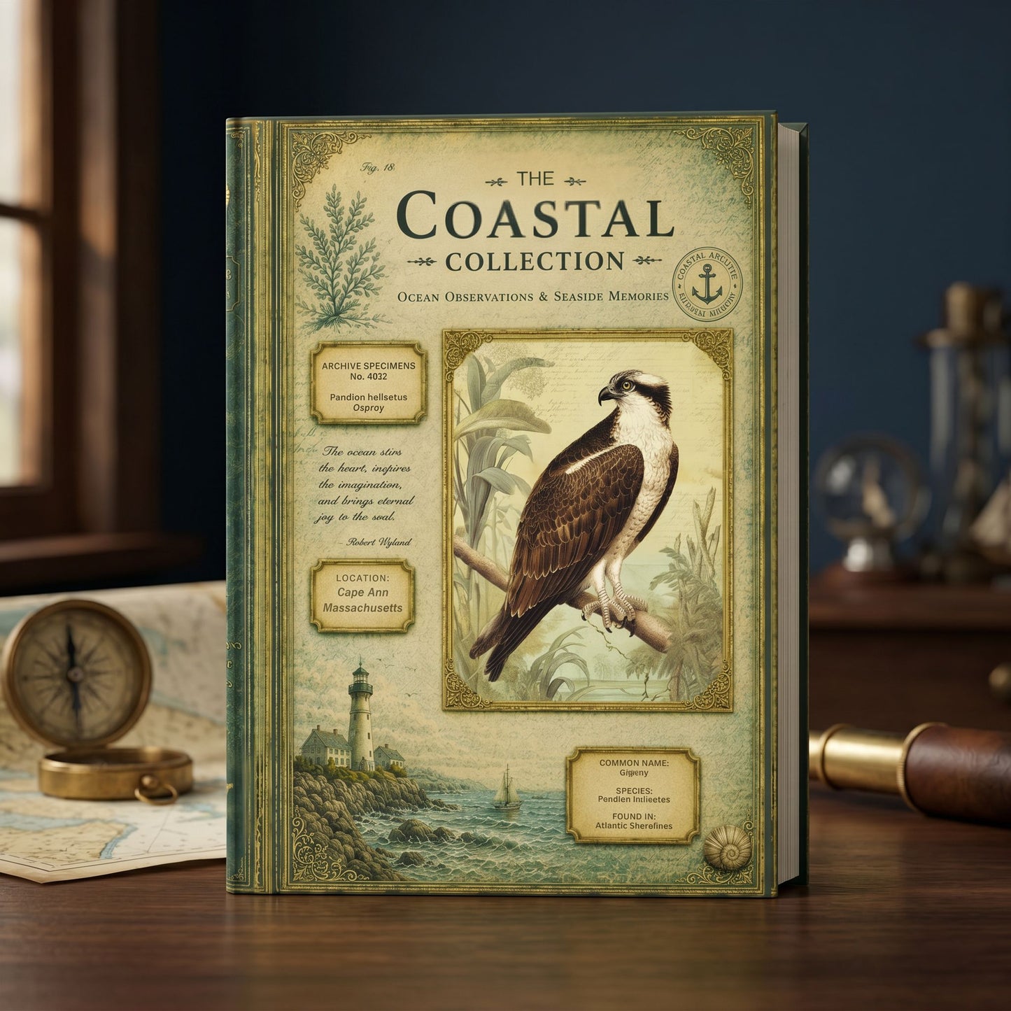 Osprey Coastal Journal, Personalized Nature Notebook, Natural History Journal, Bird Watcher Gift, Hardcover Writing Journal
