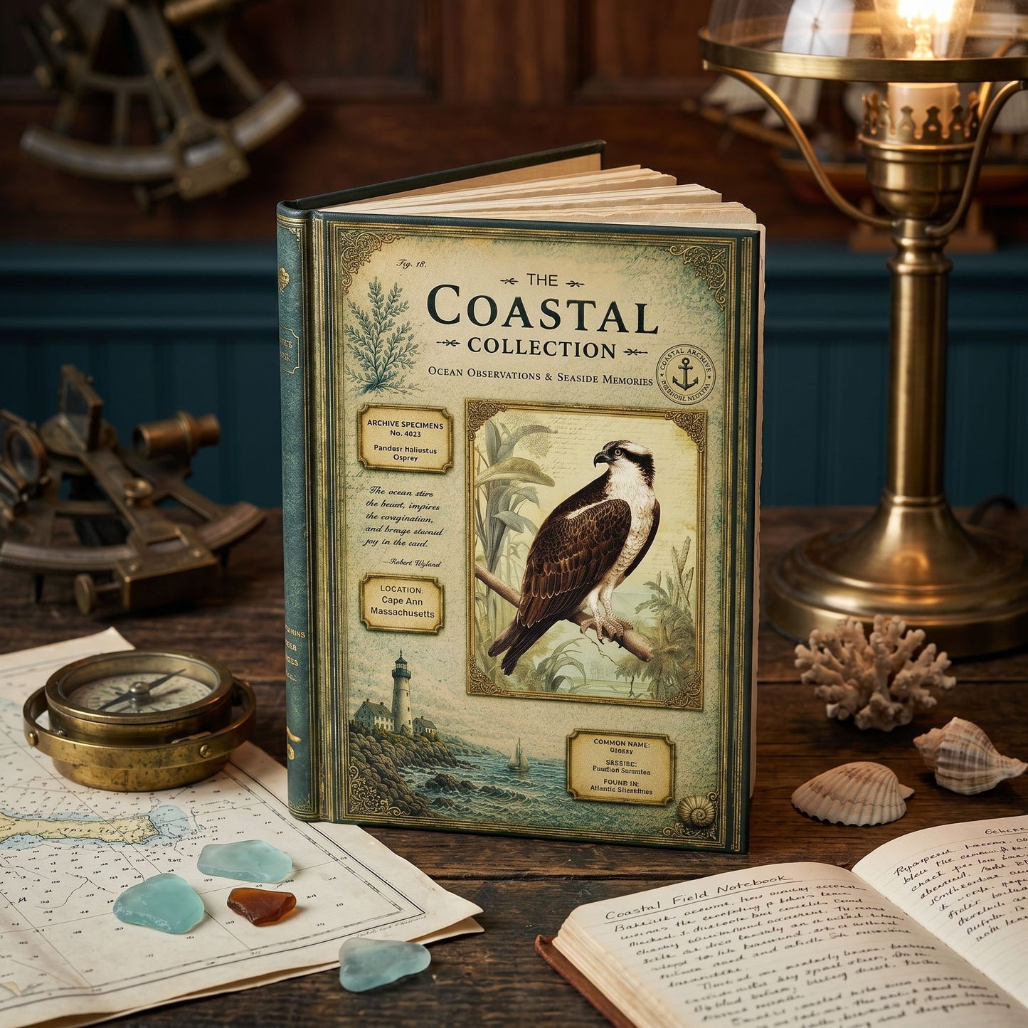 Osprey Coastal Journal, Personalized Nature Notebook, Natural History Journal, Bird Watcher Gift, Hardcover Writing Journal