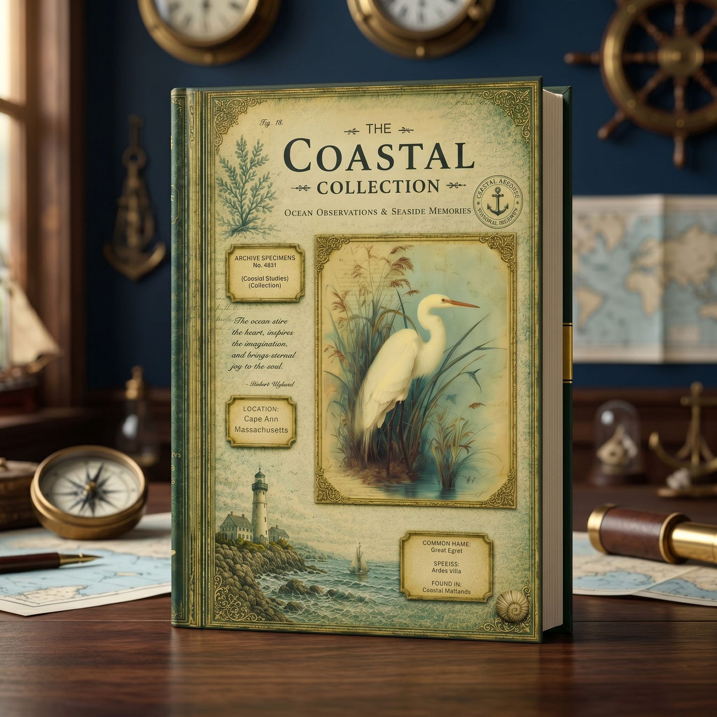 Egret Coastal Journal, Personalized Nature Notebook, Natural History Journal, Bird Lover Gift, Hardcover Writing Journal