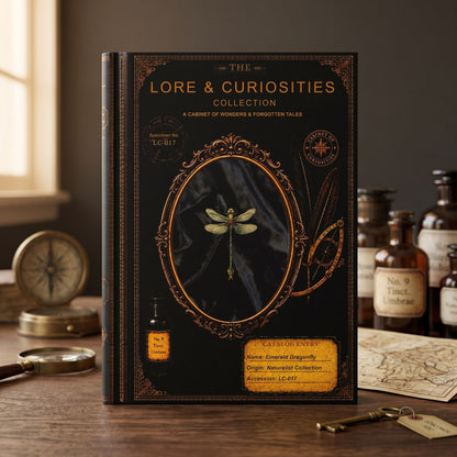 Emerald Dragonfly Journal - Dark Academia Natural History Notebook, Cabinet of Curiosities Gift, Personalized Writing Journal