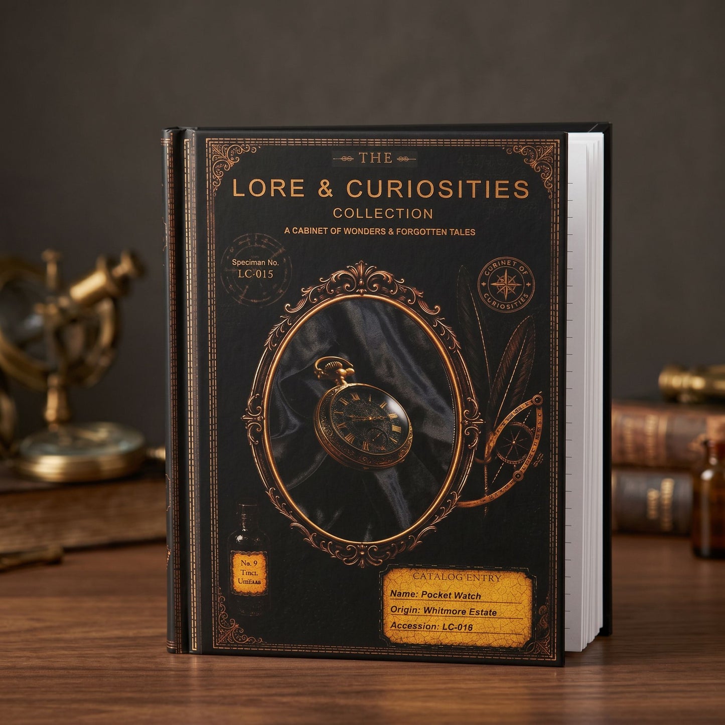 Pocket Watch Journal, Dark Academia Natural History Notebook, Cabinet of Curiosities Gift, Personalized Writing Journal