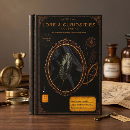 Raven Feather Journal, Dark Academia Natural History Notebook, Cabinet of Curiosities Gift, Personalized Writing Journal