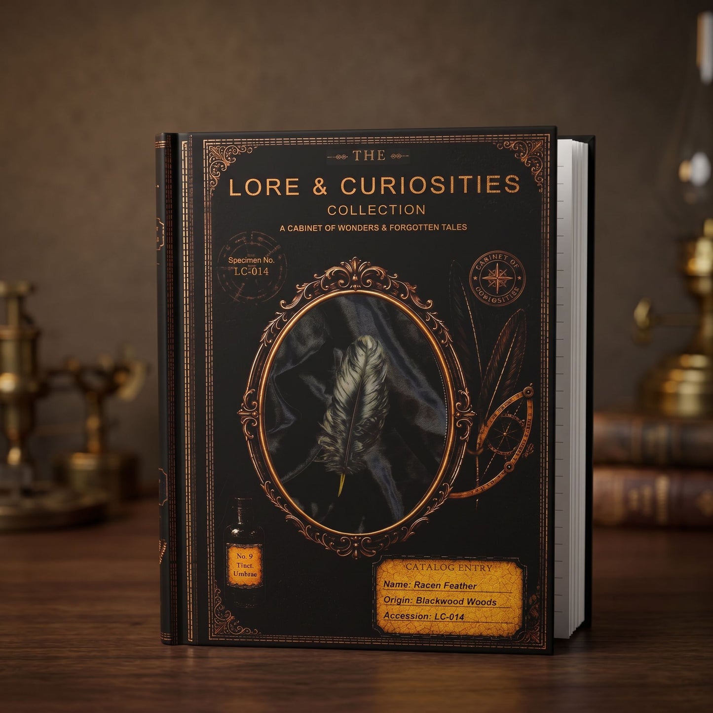 Raven Feather Journal, Dark Academia Natural History Notebook, Cabinet of Curiosities Gift, Personalized Writing Journal