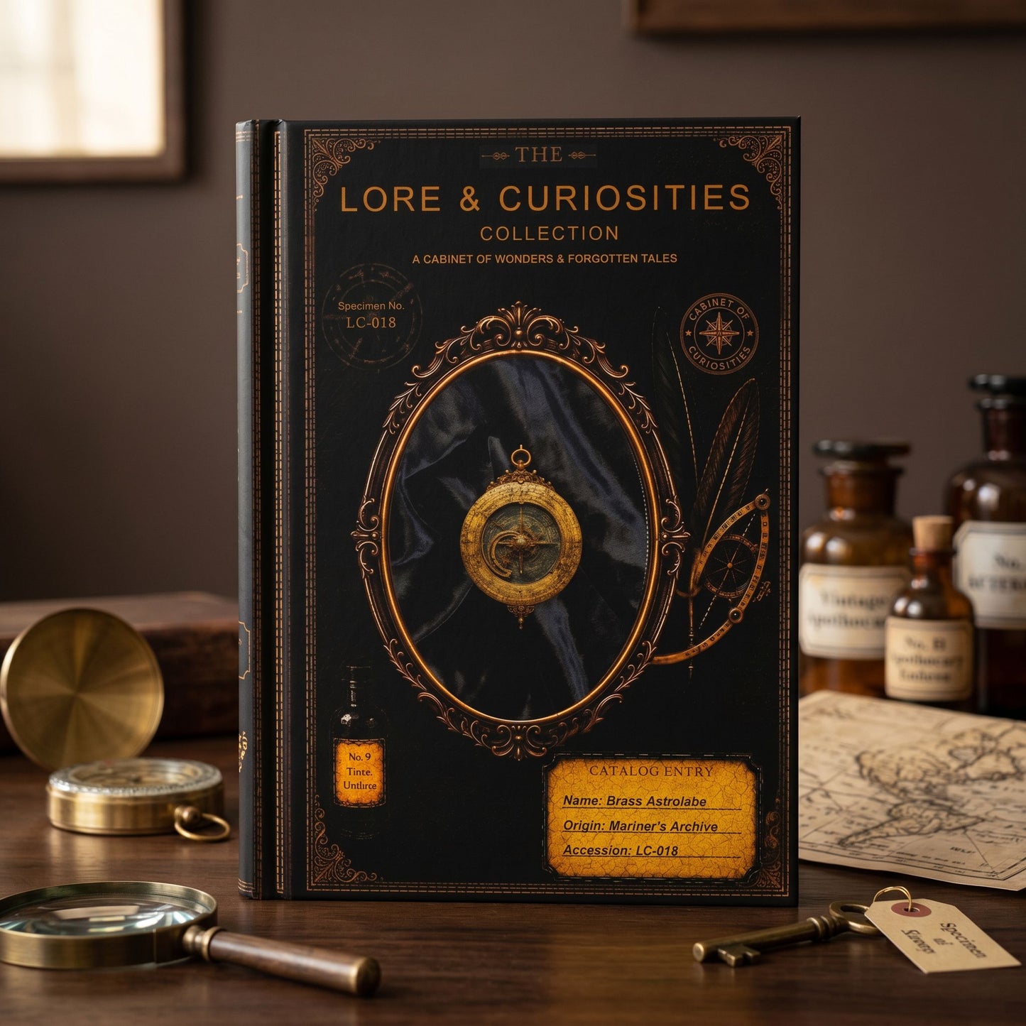 Ship Astrolabe Journal, Dark Academia Natural History Notebook, Cabinet of Curiosities Gift, Personalized Writing Journal