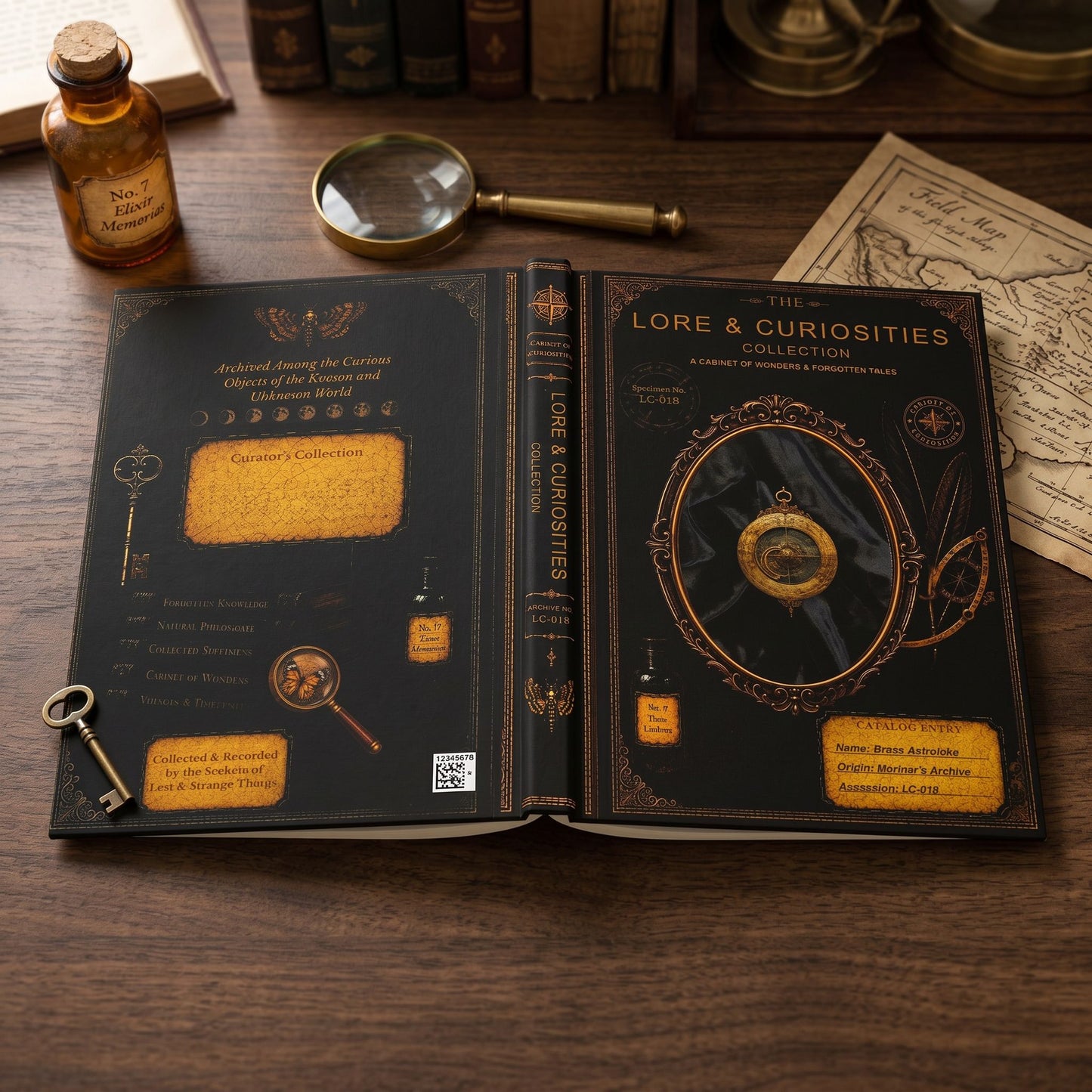 Ship Astrolabe Journal, Dark Academia Natural History Notebook, Cabinet of Curiosities Gift, Personalized Writing Journal