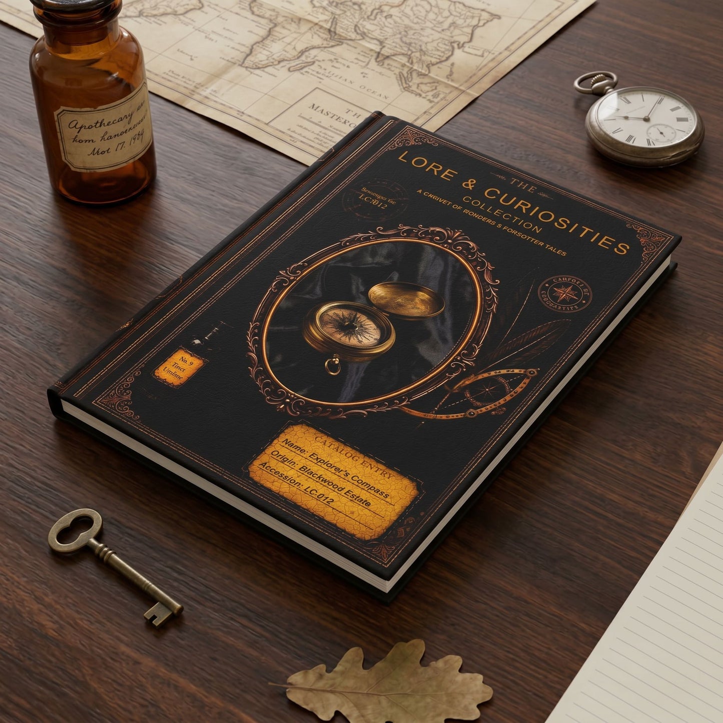 Explorer's Compass Journal, Dark Academia Natural History Notebook, Cabinet of Curiosities Gift, Personalized Writing Journal