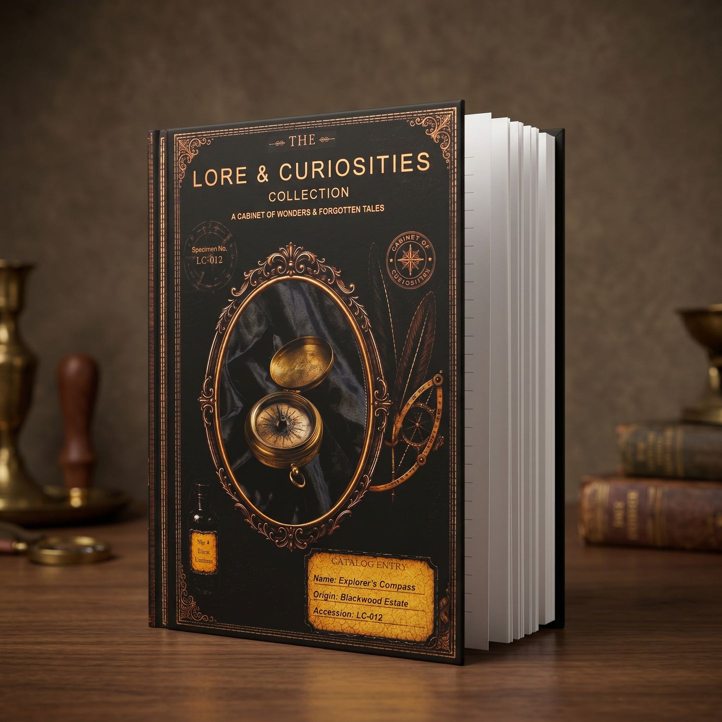 Explorer's Compass Journal, Dark Academia Natural History Notebook, Cabinet of Curiosities Gift, Personalized Writing Journal