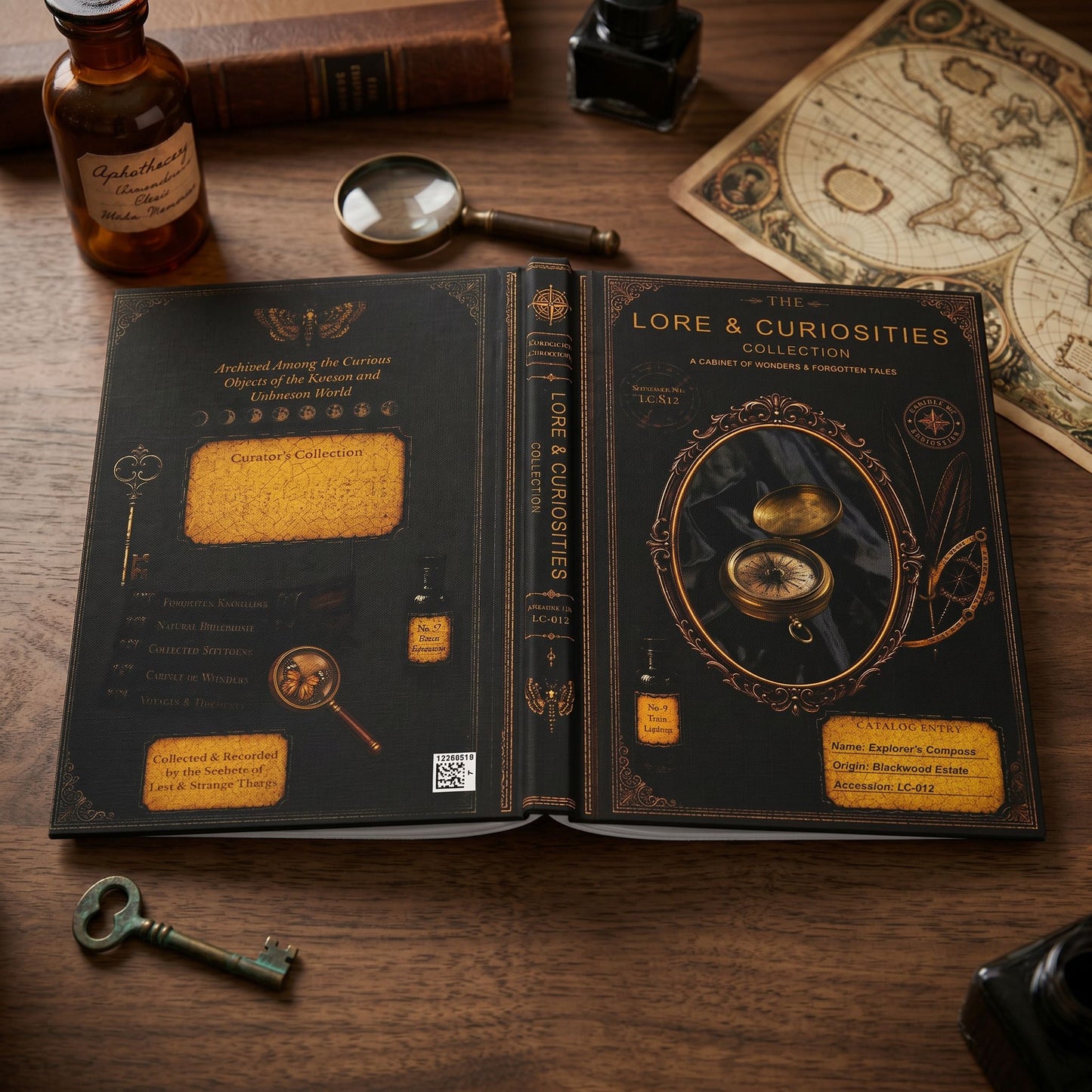 Explorer's Compass Journal, Dark Academia Natural History Notebook, Cabinet of Curiosities Gift, Personalized Writing Journal