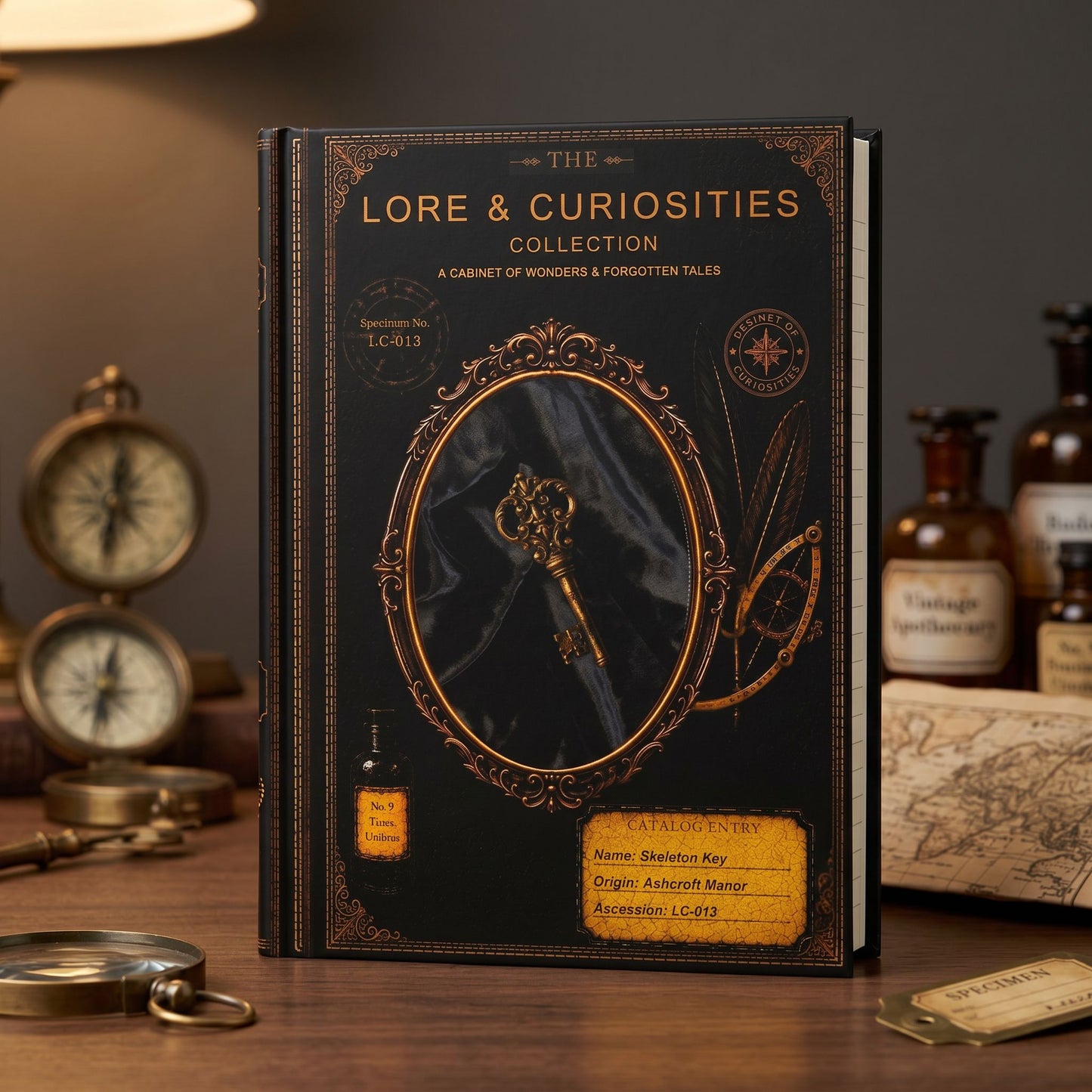 Skeleton Key Journal, Dark Academia Natural History Notebook, Cabinet of Curiosities Gift, Personalized Writing Journal