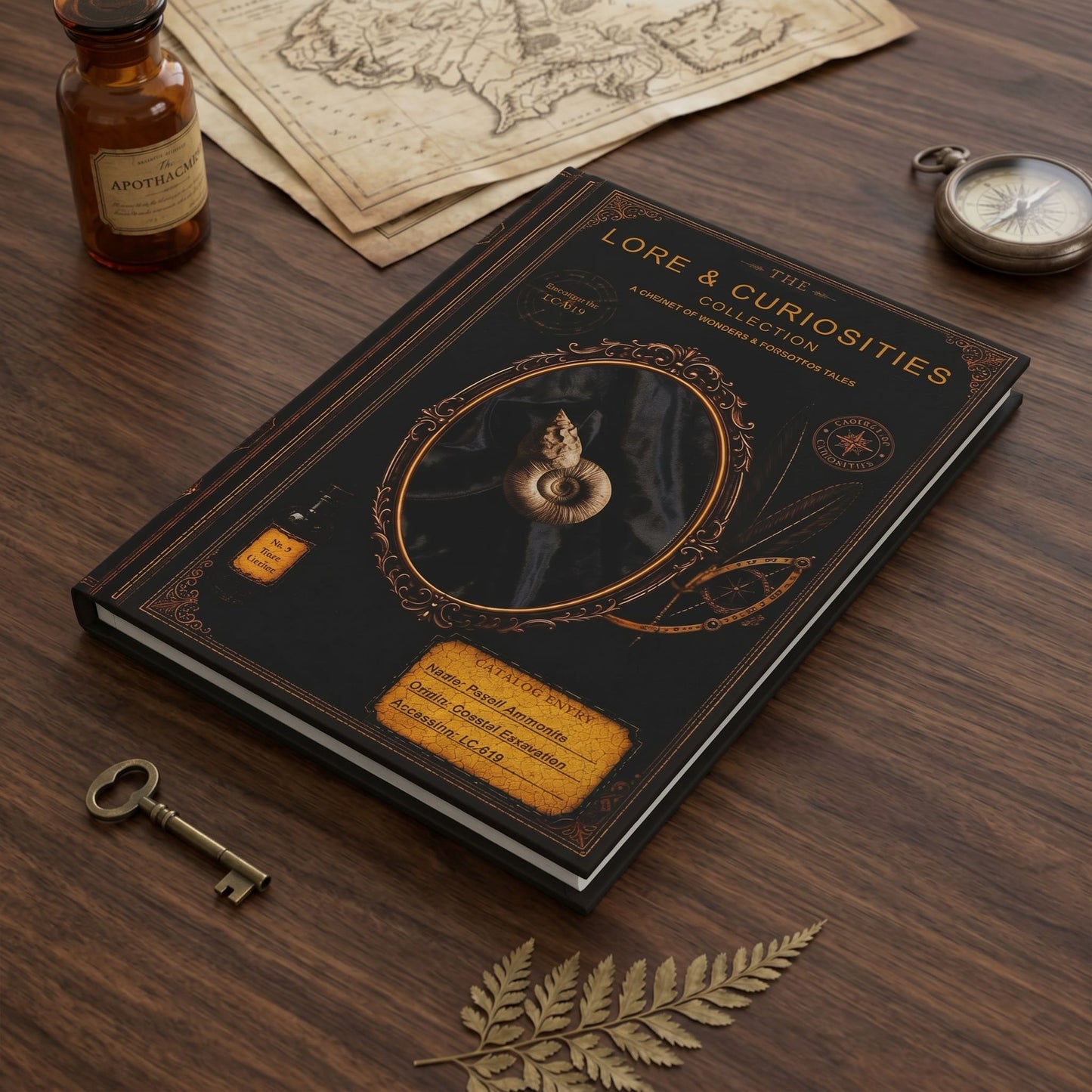 Nautilus Fossil Journal, Dark Academia Natural History Notebook, Cabinet of Curiosities Gift, Personalized Writing Journal