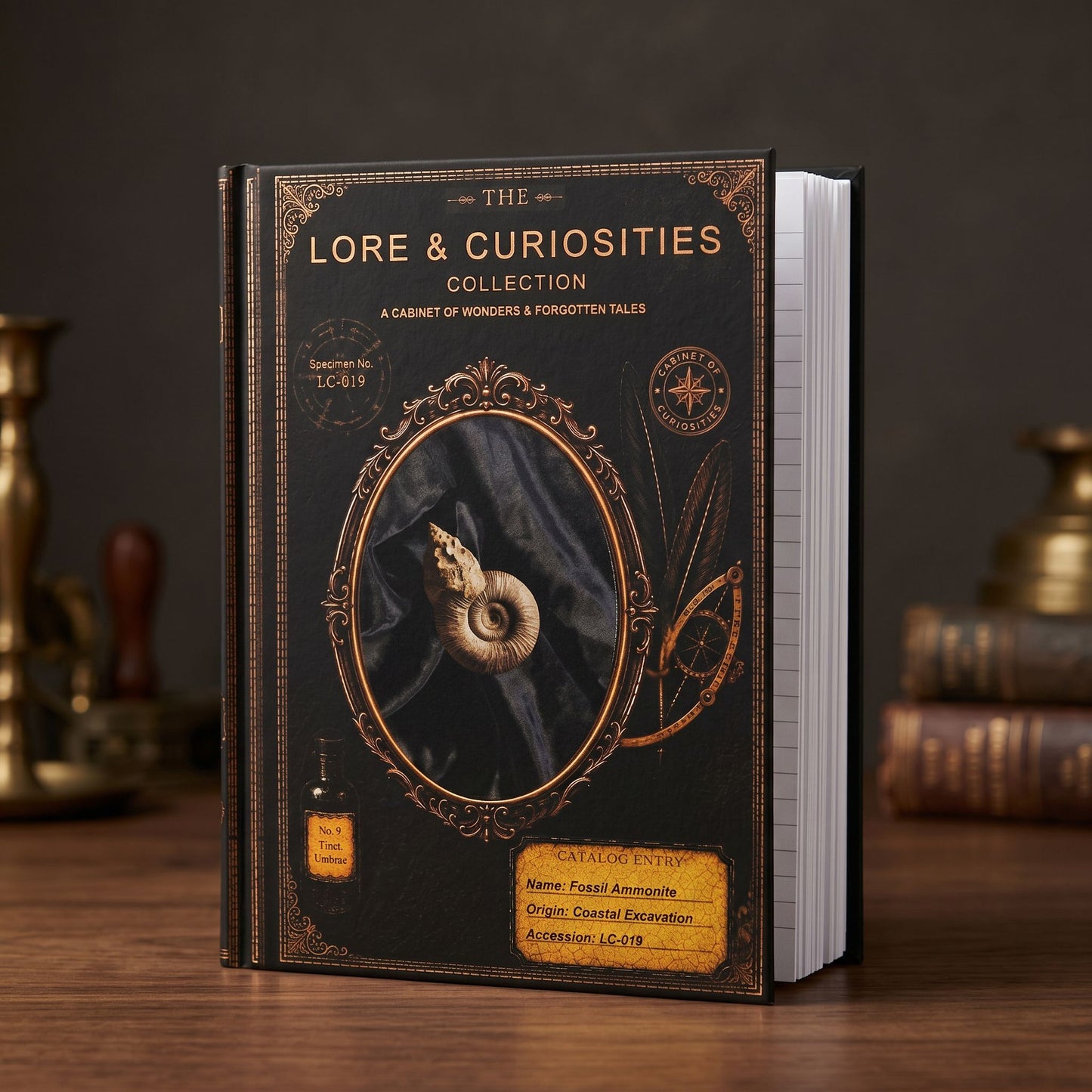 Nautilus Fossil Journal, Dark Academia Natural History Notebook, Cabinet of Curiosities Gift, Personalized Writing Journal