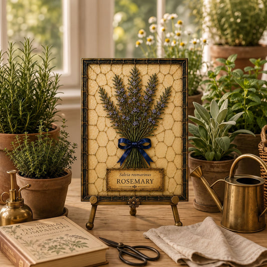 Rosemary Tempered Glass Art Panel | Botanical Herb Decor | Cottage Apothecary Art | English Cottage Home Decor | Herbalist Gift